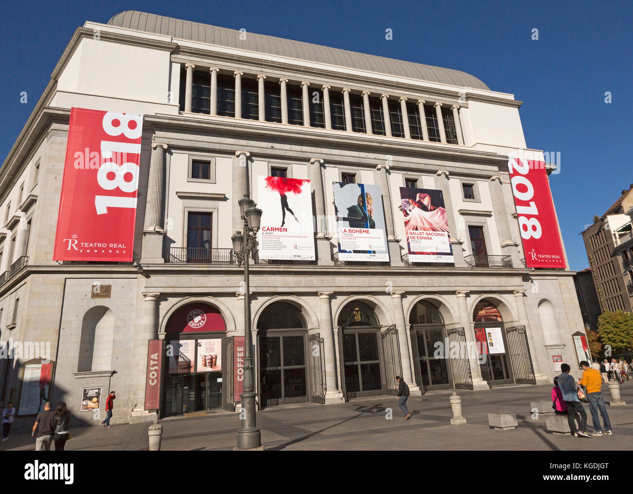 Teatro reale opera house edificio teatrale in Plaza de Isabel II, Madrid, Spagna Foto Stock