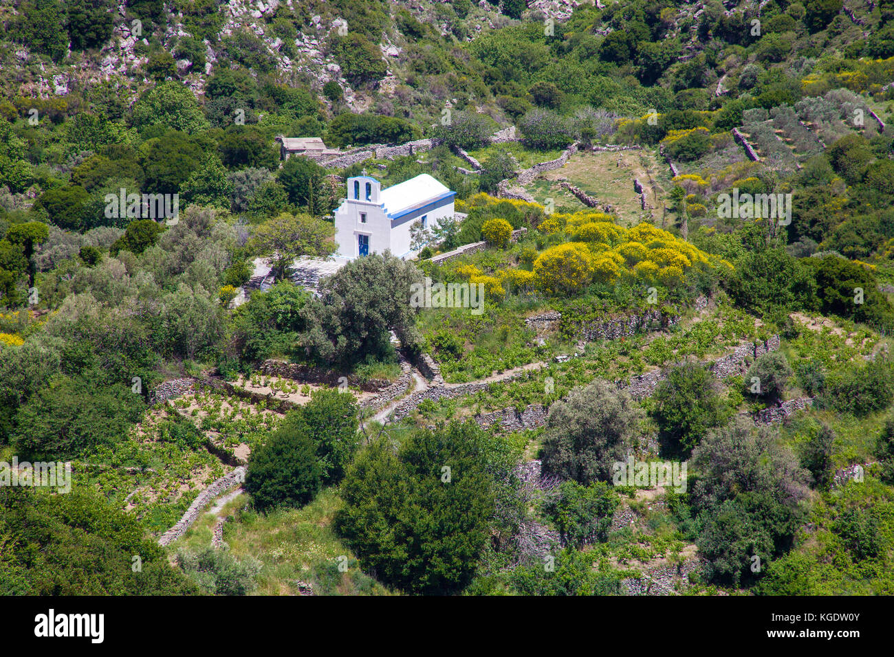Piccola cappella ortodossa del nord dell'isola di Naxos, Cicladi, Egeo, Grecia Foto Stock