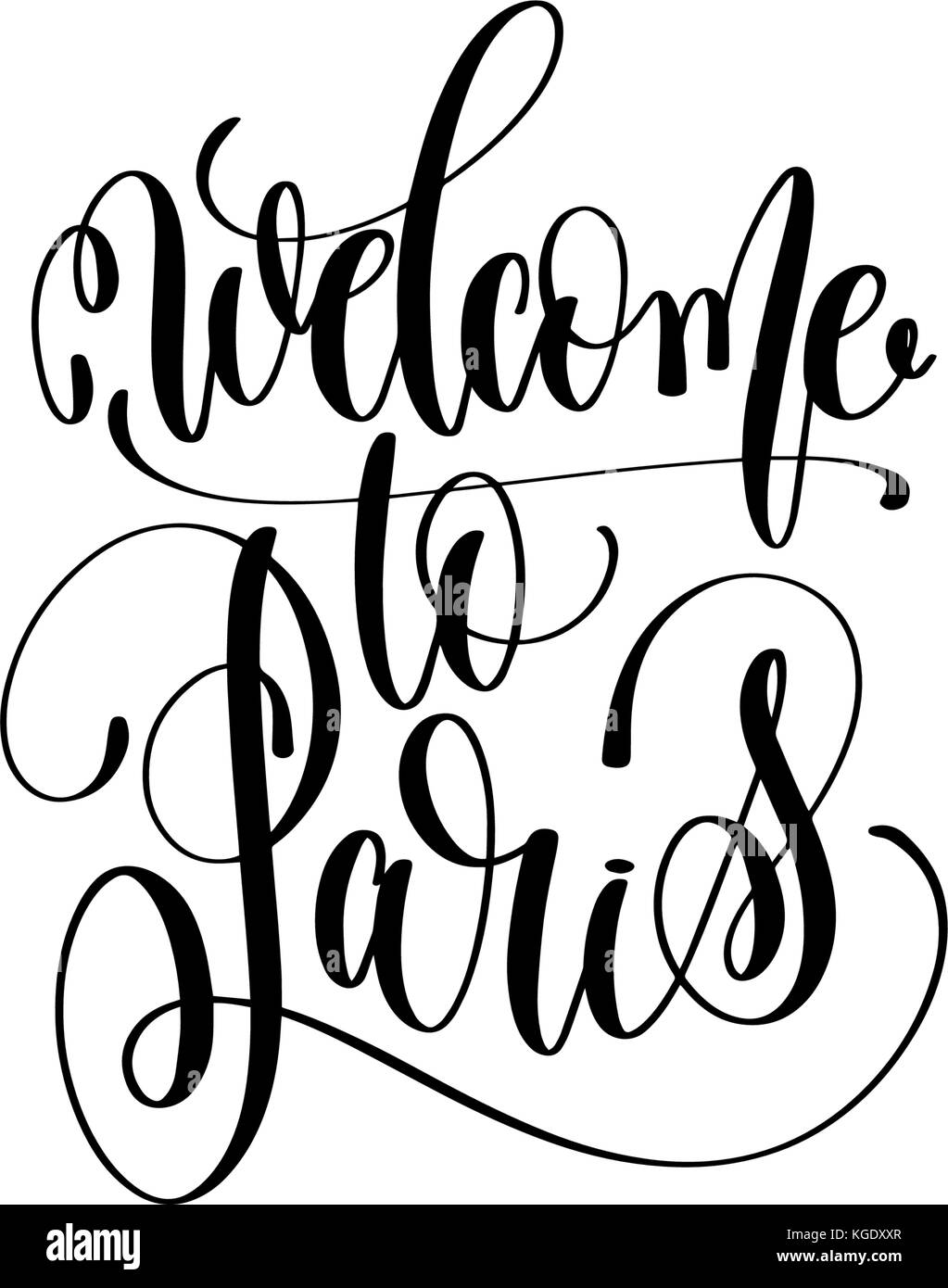 Benvenuto a Parigi scritte a mano tipografia moderna iscrizione Illustrazione Vettoriale