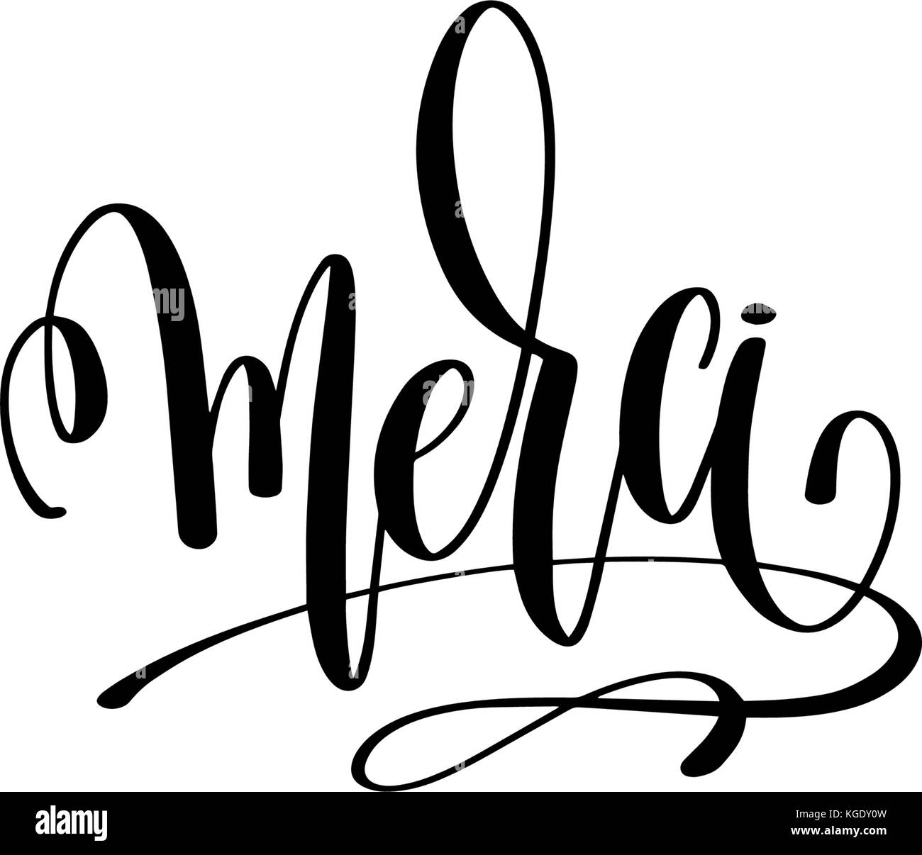 Mersi Ringrazio In Lingua Inglese Scritta A Mano Tipografia Moderna Immagine E Vettoriale Alamy