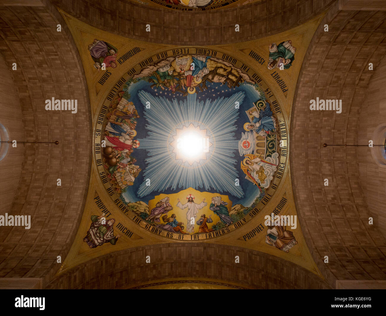 Knights of Columbus incarnazione mosaico cupola all'interno della Basilica del Santuario Nazionale dell Immacolata Concezione a Washington DC, Stati Uniti. Foto Stock