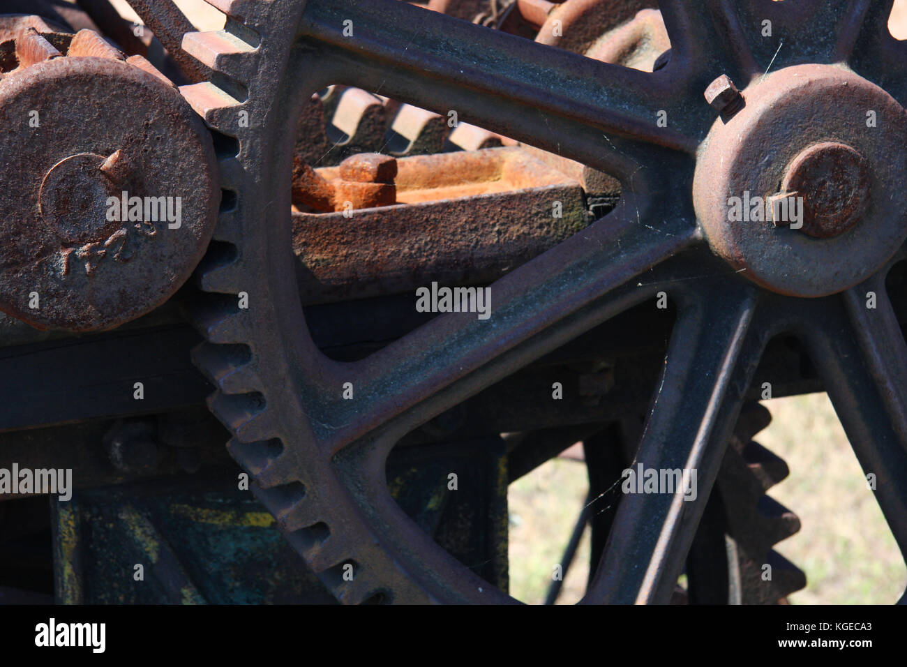 Dettaglio dell'antiquariato, ingranaggi arrugginiti. Foto Stock