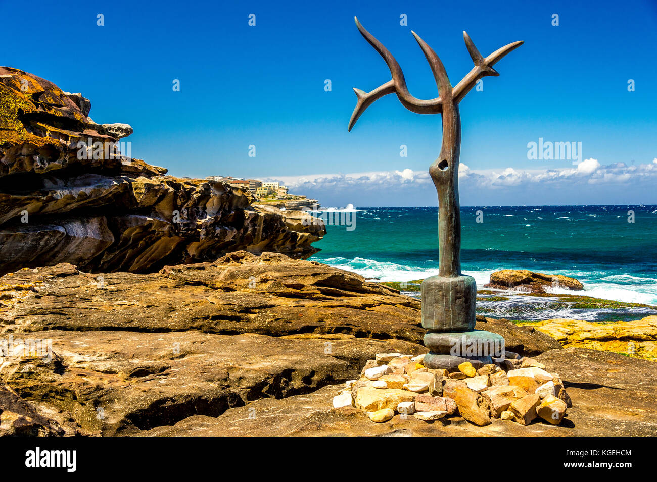 Il 2017 le sculture del mare vicino a Bondi Beach a Sydney, NSW, Australia Foto Stock