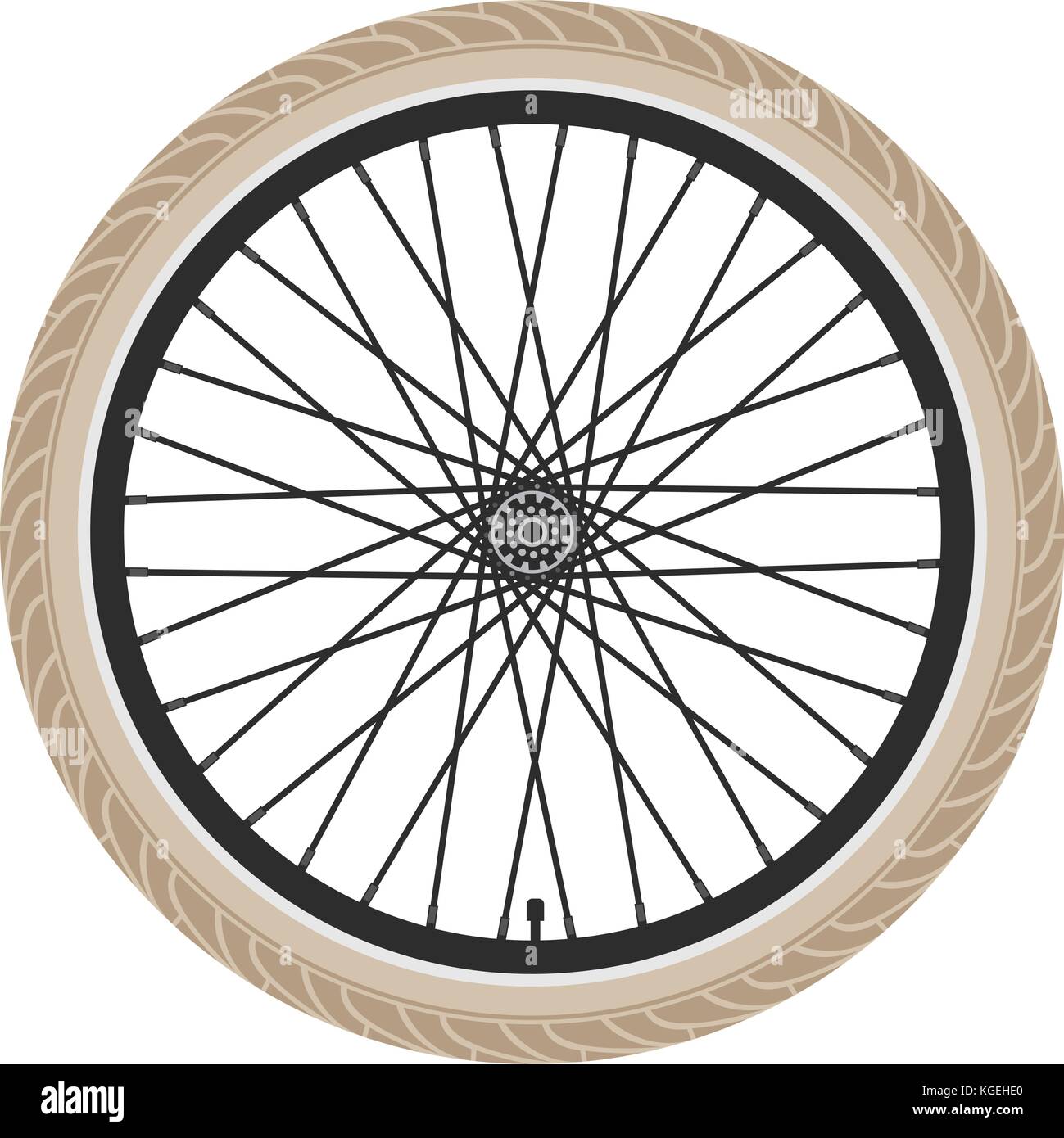 Vettore ruota di bicicletta isolati su sfondo bianco. illustrazione della bike pneumatico di gomma, raggi e ingranaggio. ciclo moto sport Icona o simbolo Illustrazione Vettoriale