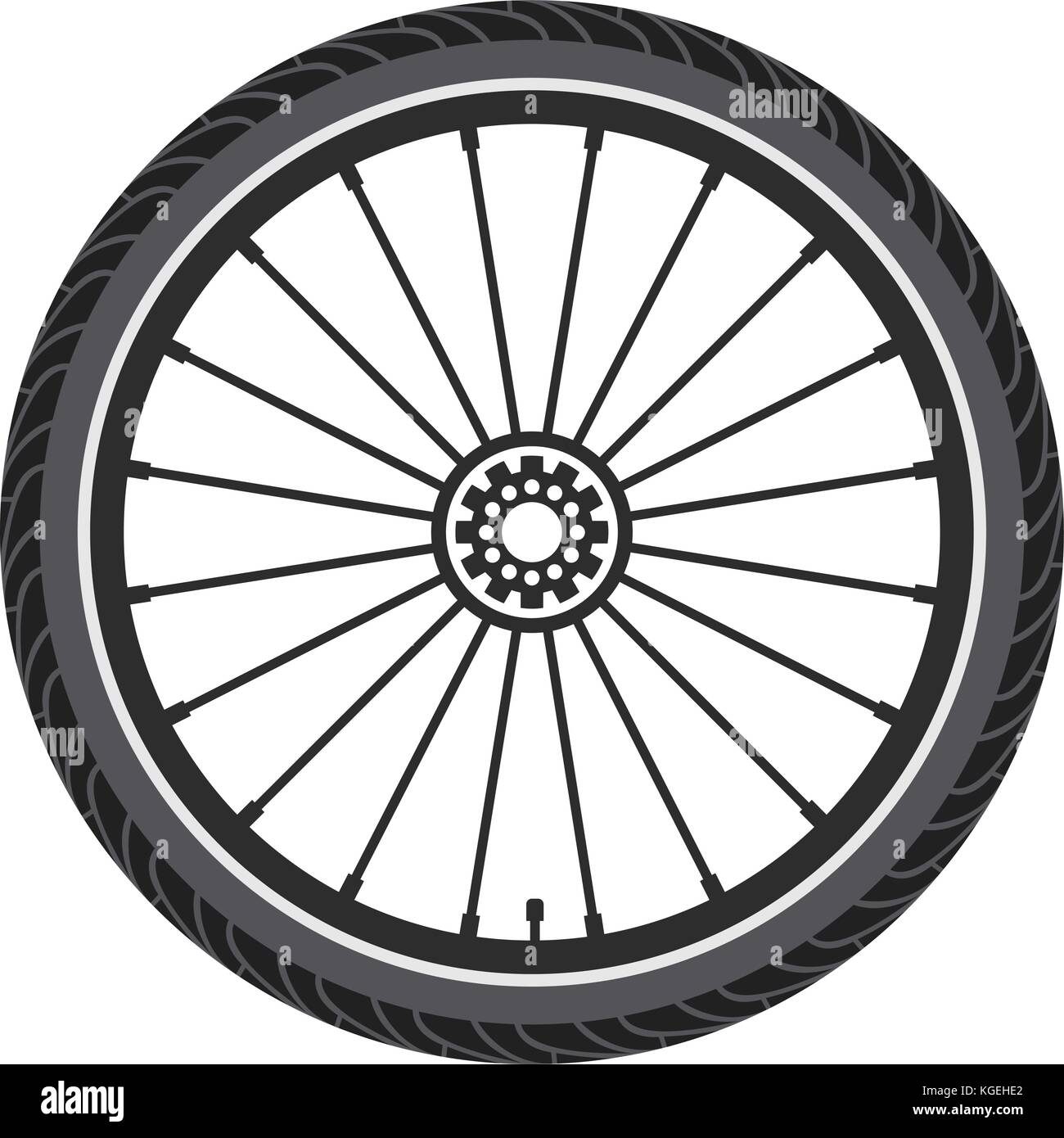 Vettore ruota di bicicletta isolati su sfondo bianco. illustrazione della bike pneumatico di gomma, raggi e ingranaggio. ciclo moto sport Icona o simbolo Illustrazione Vettoriale