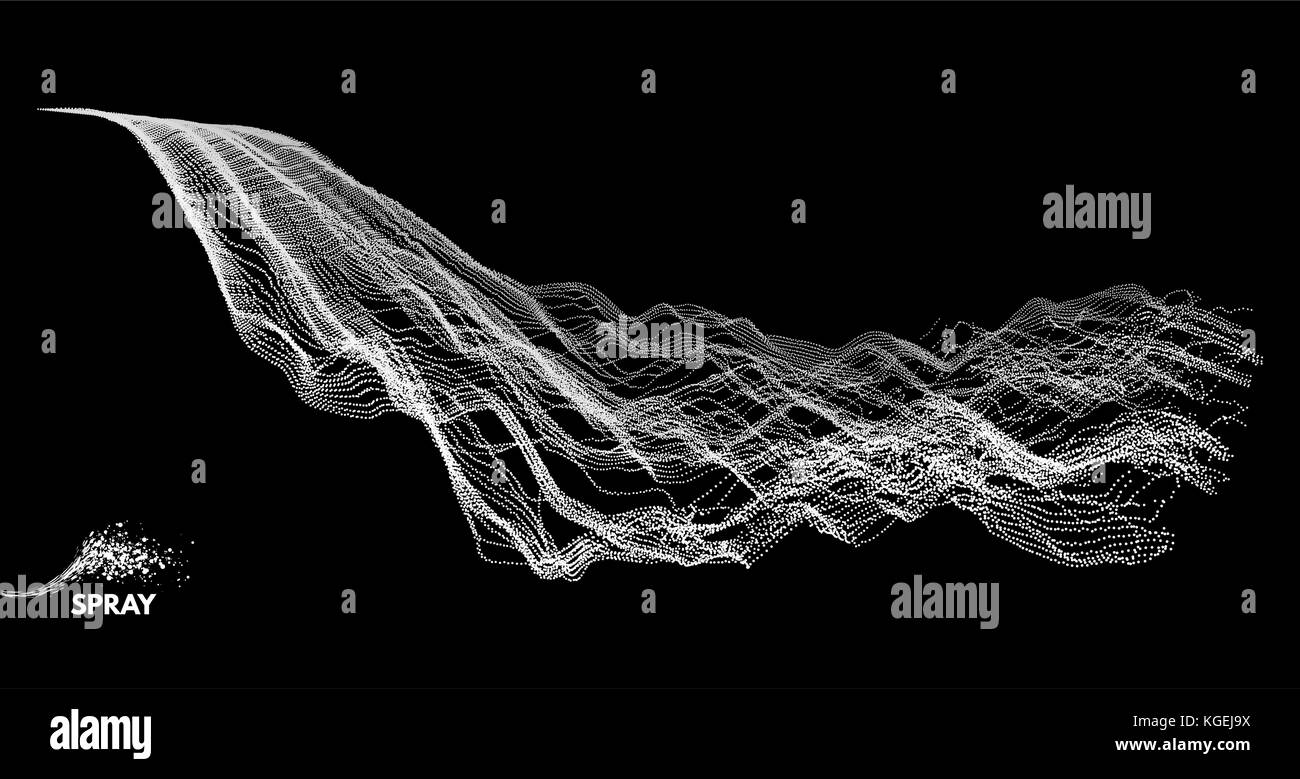 Sfondo dell'onda abstract illustrazione vettoriale. La tecnologia 3d stile. La progettazione di rete con particelle. Illustrazione Vettoriale
