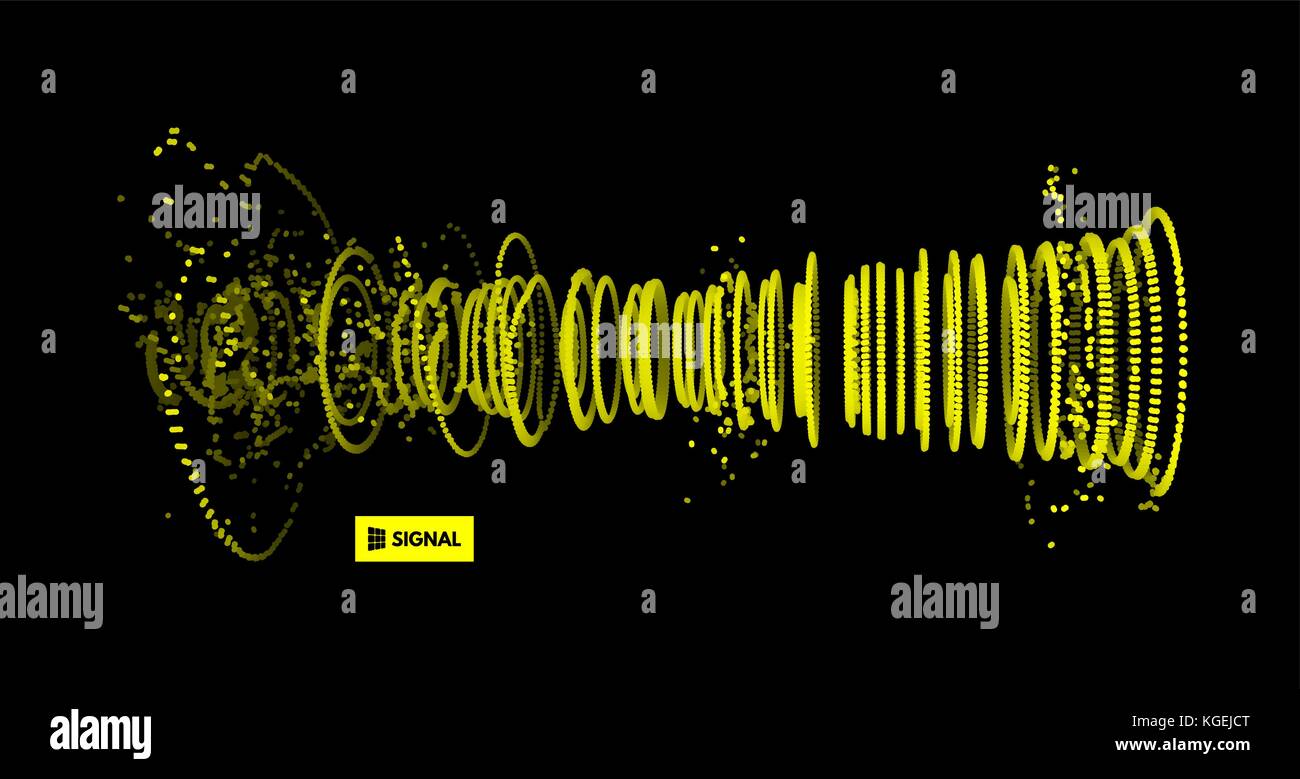 Array con particelle di dinamica. La tecnologia 3d stile sfondo astratto. illustrazione vettoriale. Illustrazione Vettoriale