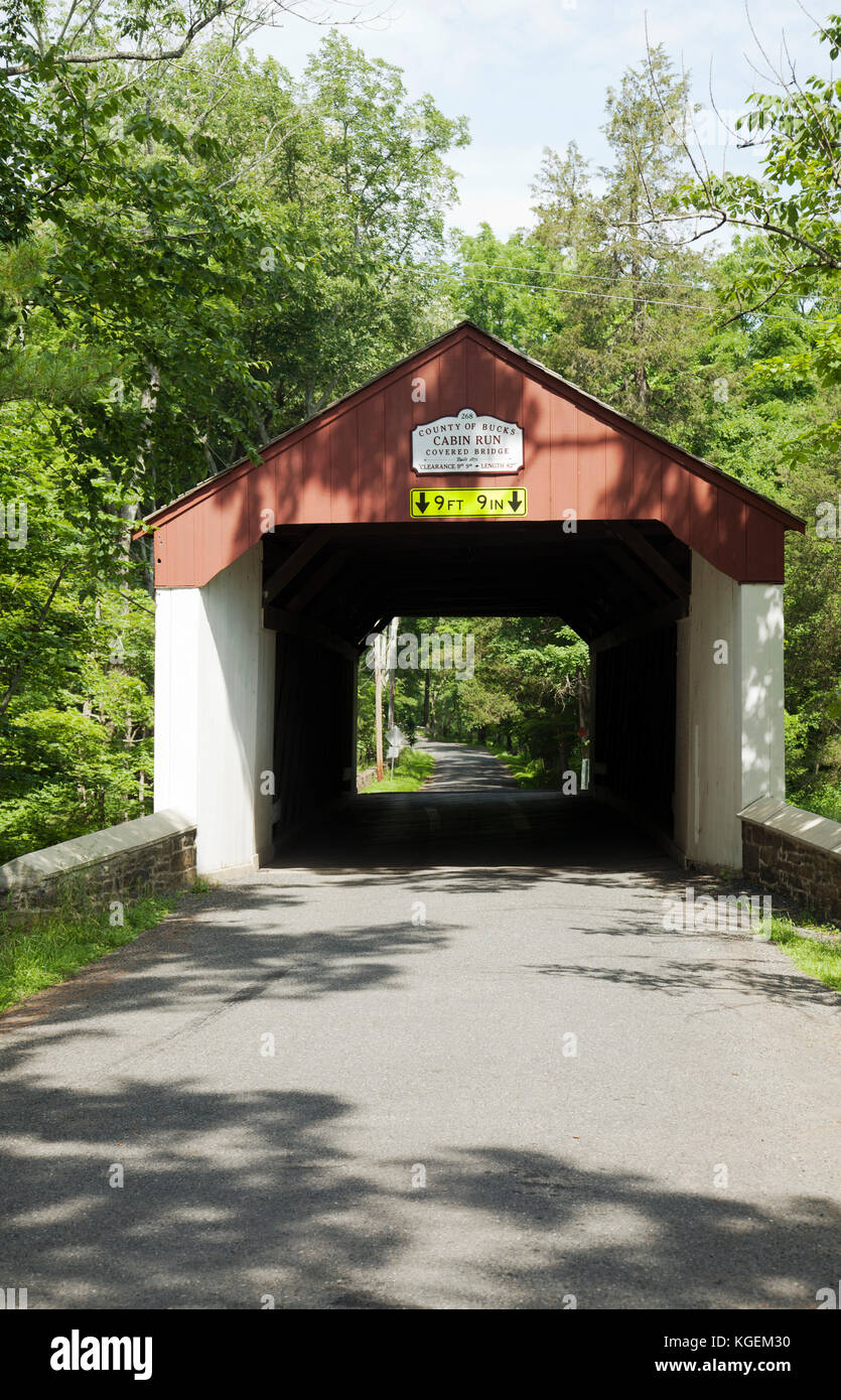 Esecuzione di Cabina Ponte coperto nella contea di Bucks in Pennsylvania - USA Foto Stock