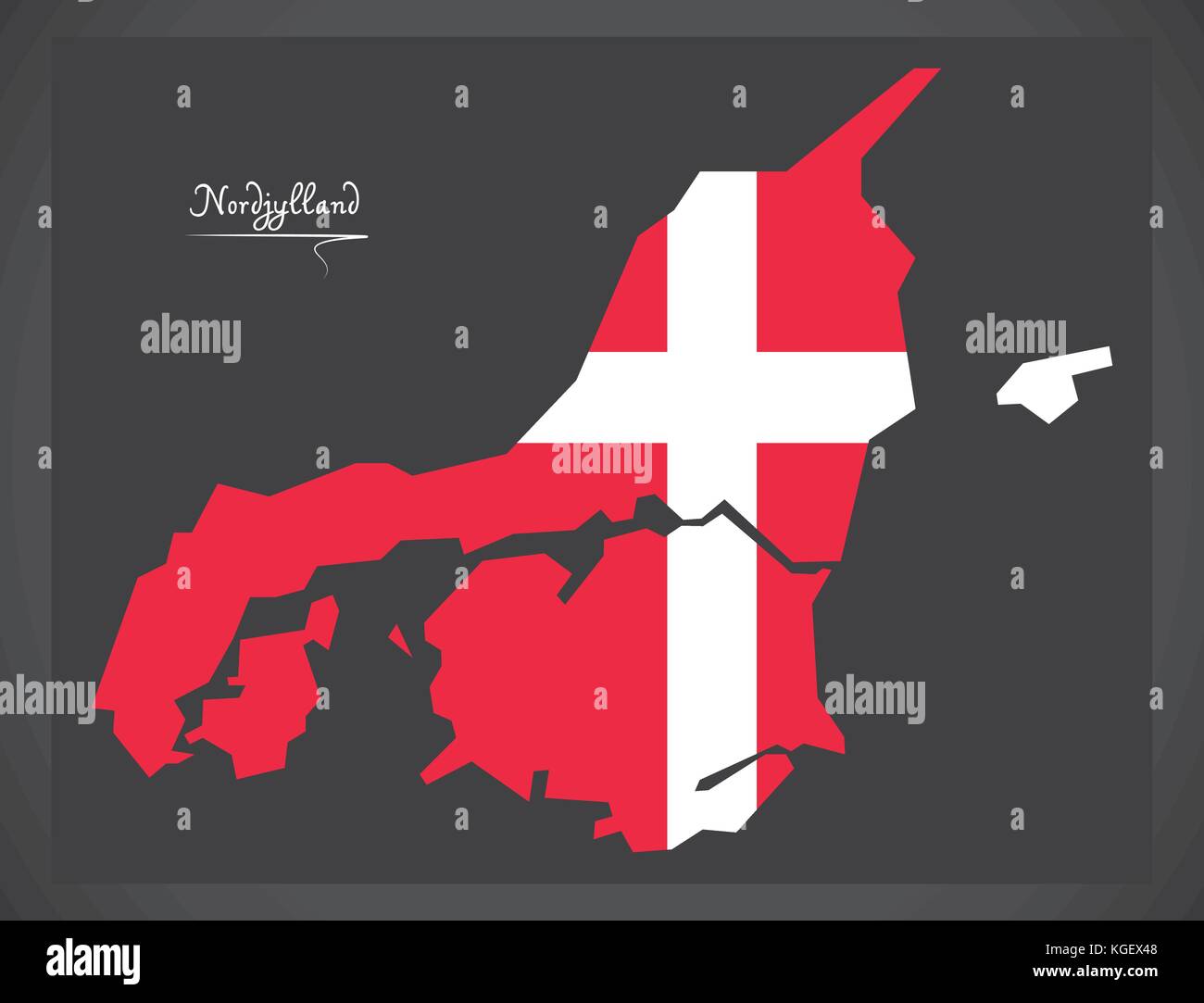 Nordjylland Mappa di Danimarca con il danese bandiera nazionale illustrazione Illustrazione Vettoriale