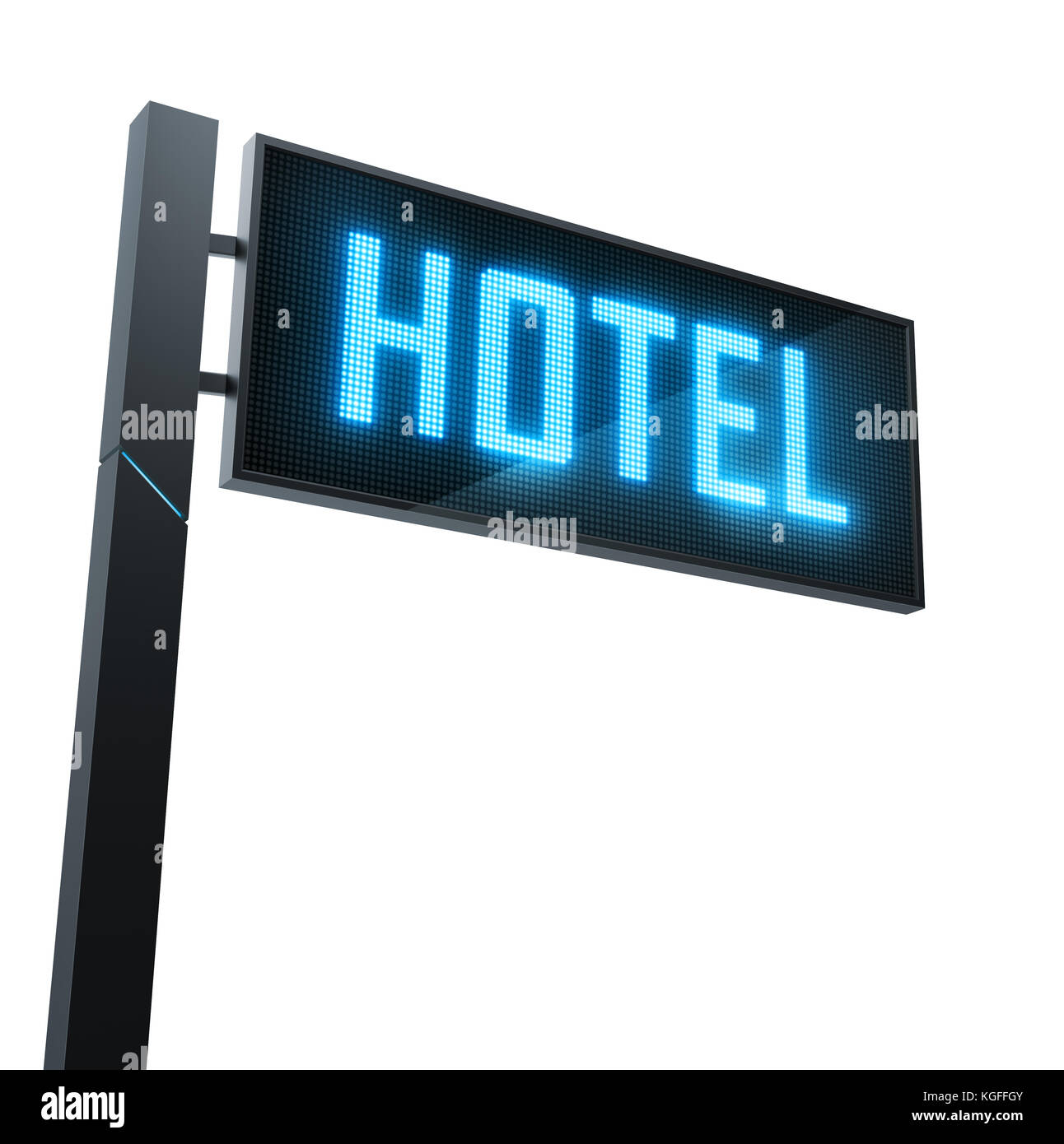 Hotel segno led isolato su sfondo bianco Foto Stock