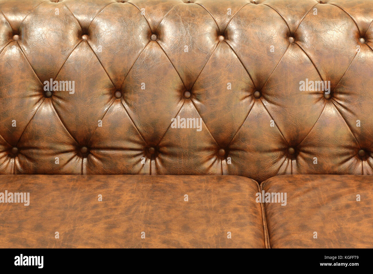 Divano marrone cuoio come sfondo o texture Foto Stock