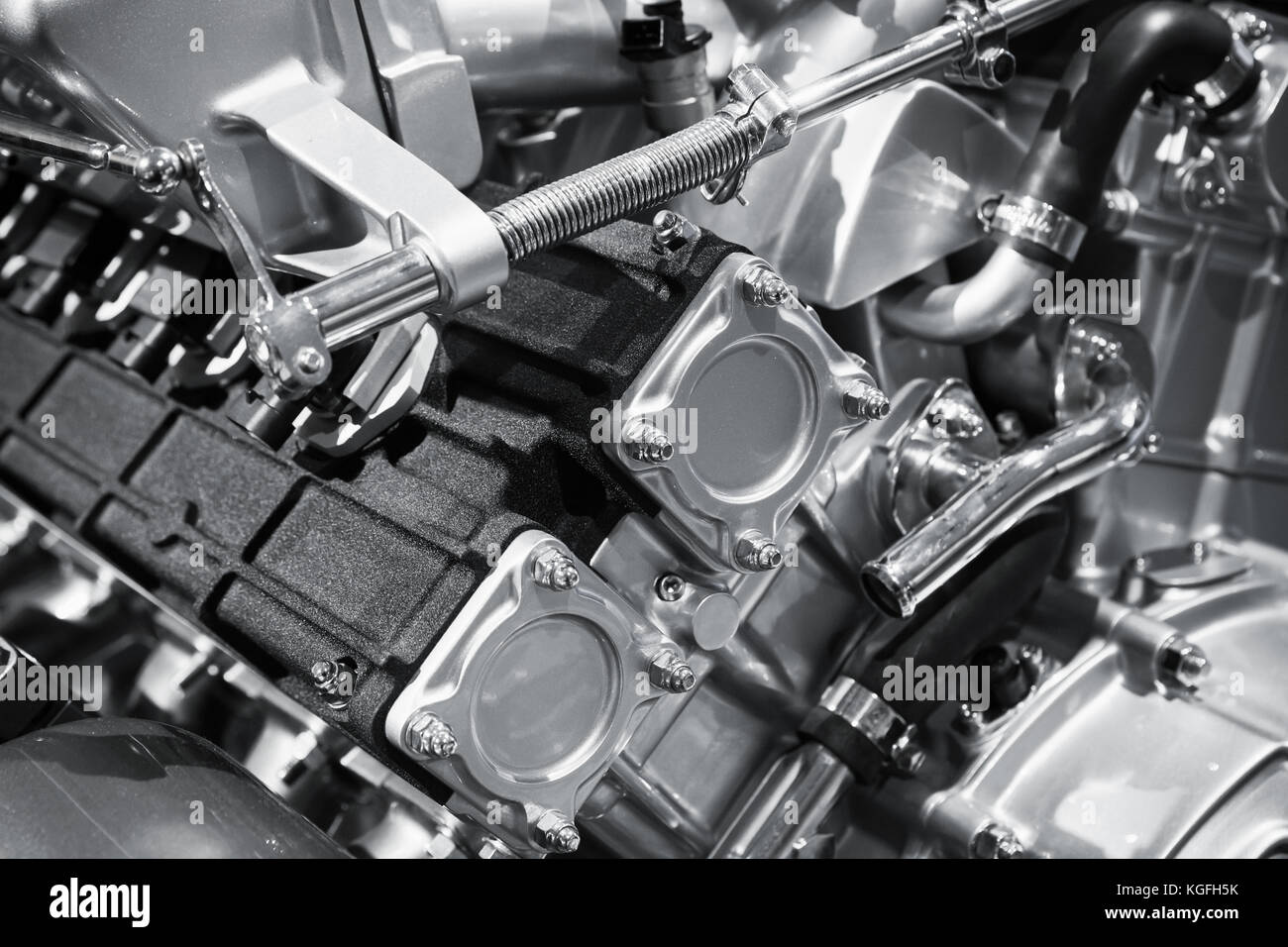 V12 auto motore frammento, closeup foto con messa a fuoco selettiva Foto Stock