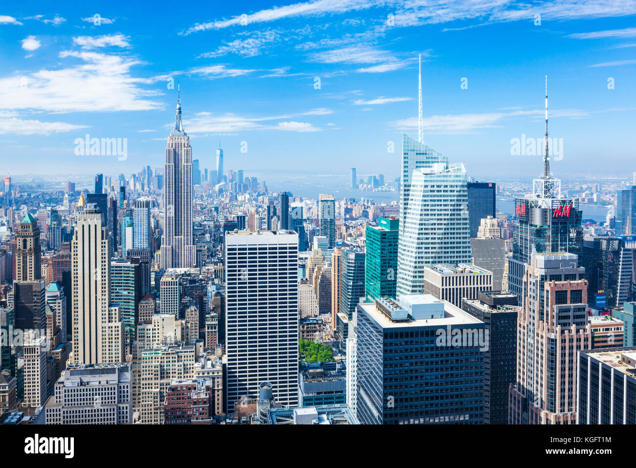 Skyline di Manhattan, New York skyline, Empire State Building di New York City, Stati Uniti d'America, Nord America, STATI UNITI D'AMERICA Foto Stock