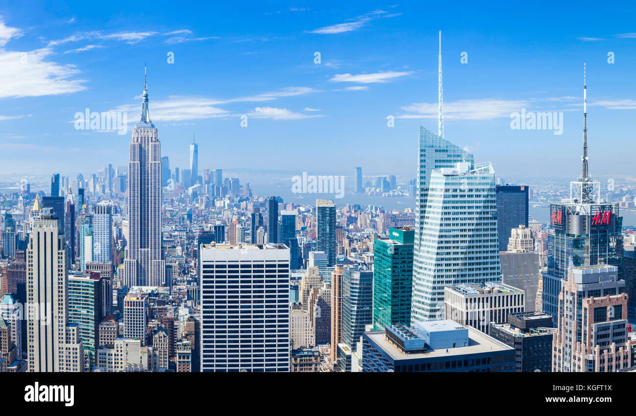 Skyline di Manhattan, New York skyline, Empire State Building di New York City, Stati Uniti d'America, Nord America, STATI UNITI D'AMERICA Foto Stock