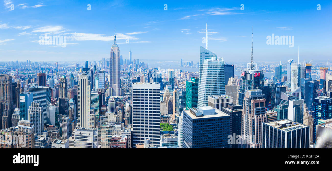 Skyline di Manhattan, New York skyline, Empire State Building di New York City, Stati Uniti d'America, Nord America, STATI UNITI D'AMERICA Foto Stock