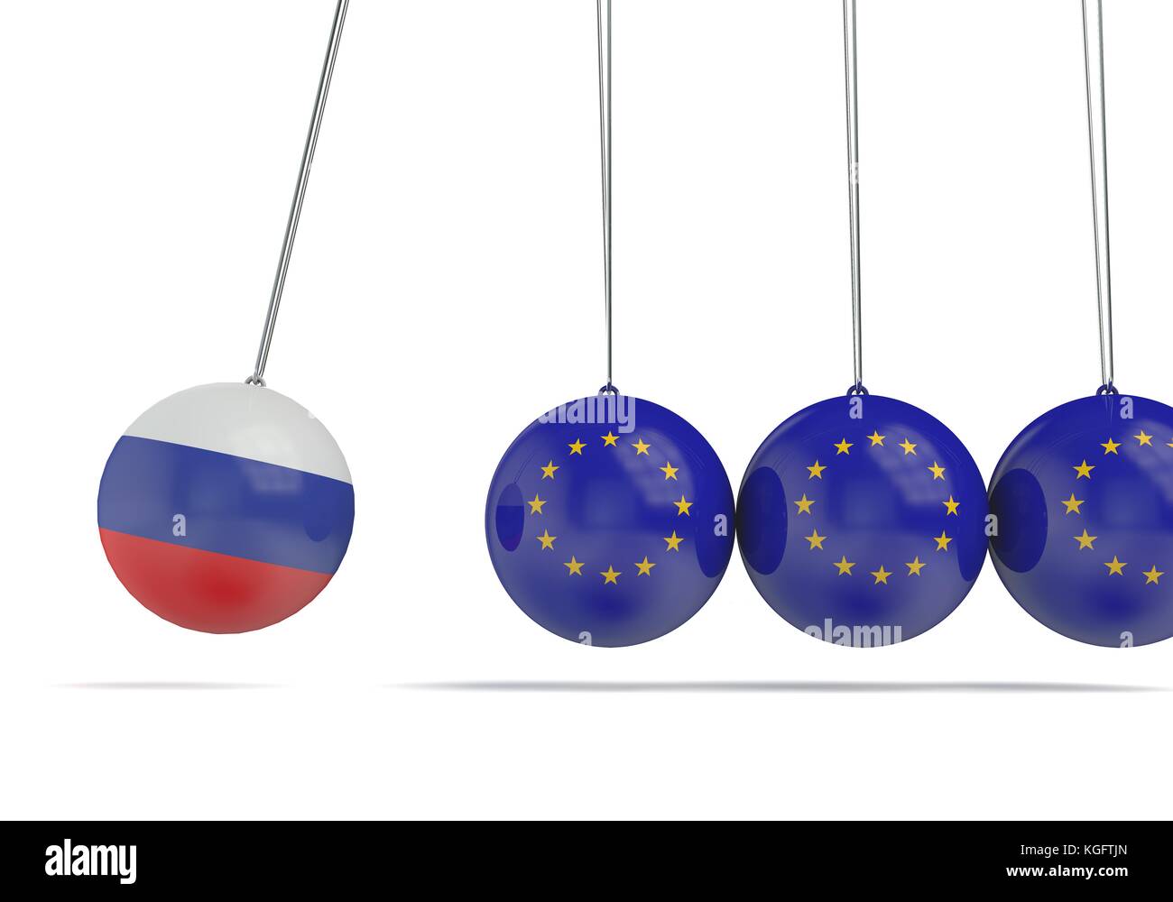 Russia e bandiere europee rapporto politico concetto. Il rendering 3D Foto Stock