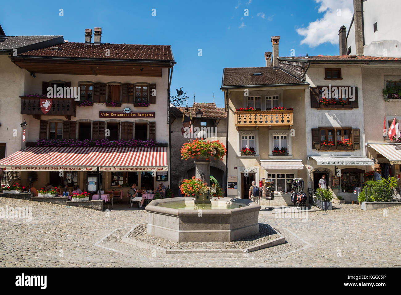 Svizzera,Cantone Friburgo,Gruyeres,centro storico Foto Stock