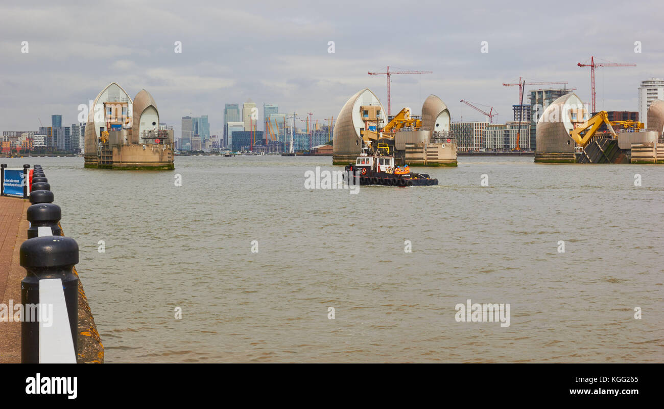 Thames Barrier, Greenwich, Londra Foto Stock