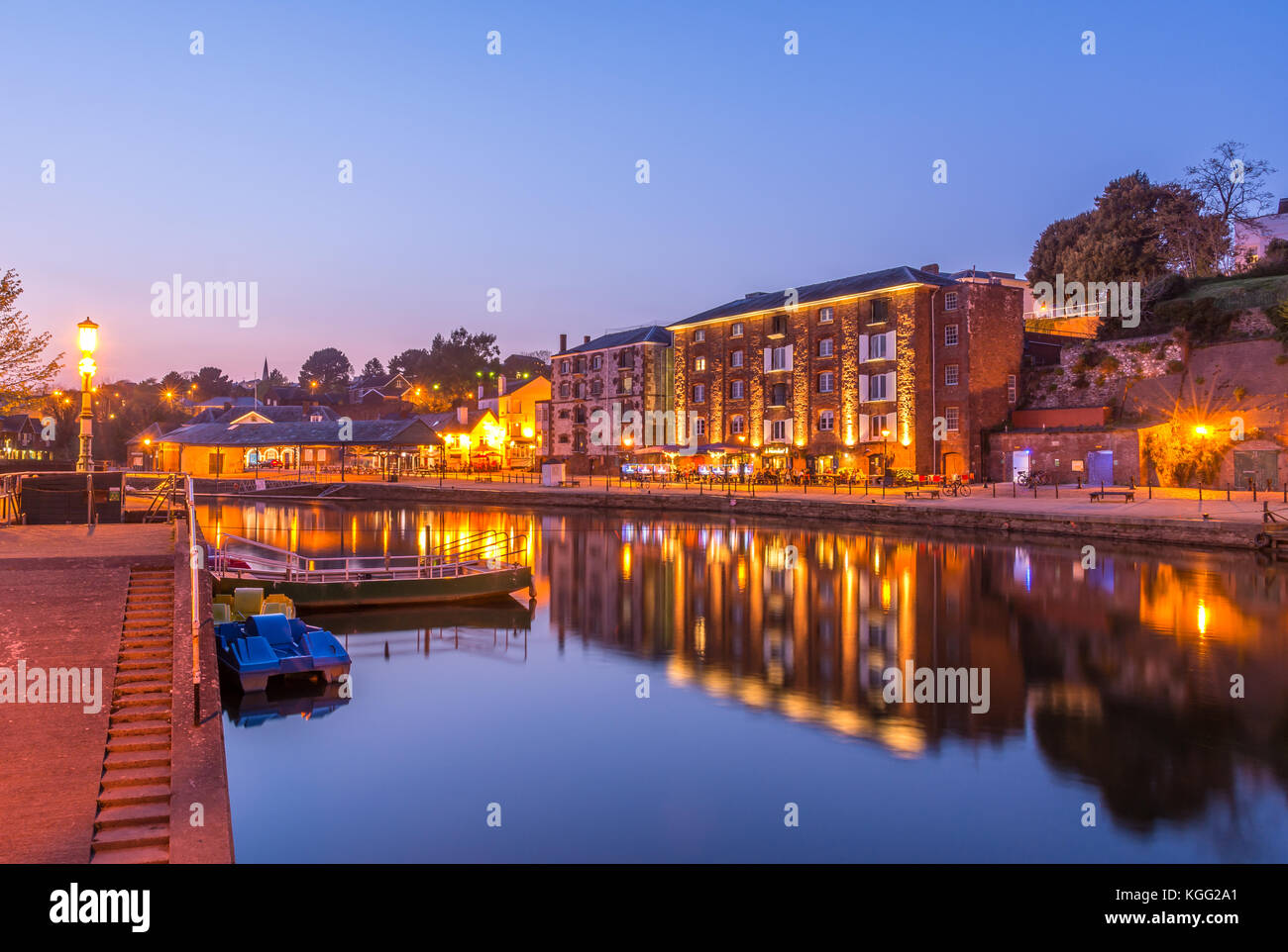 Exeter Quay di notte. Foto Stock