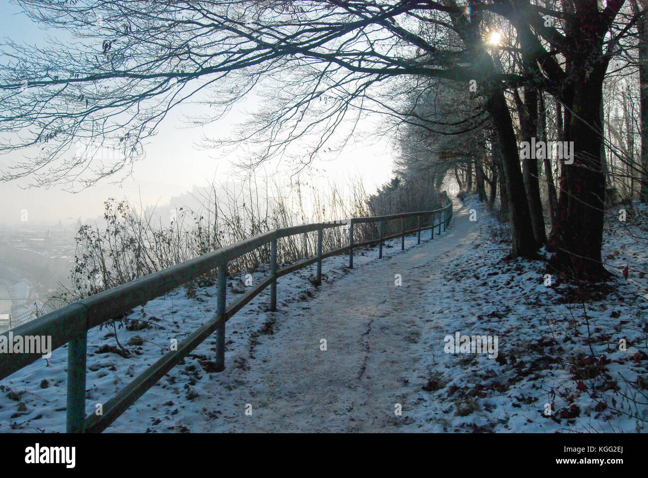 Salisburgo in Inverno. vista da sopra Foto Stock