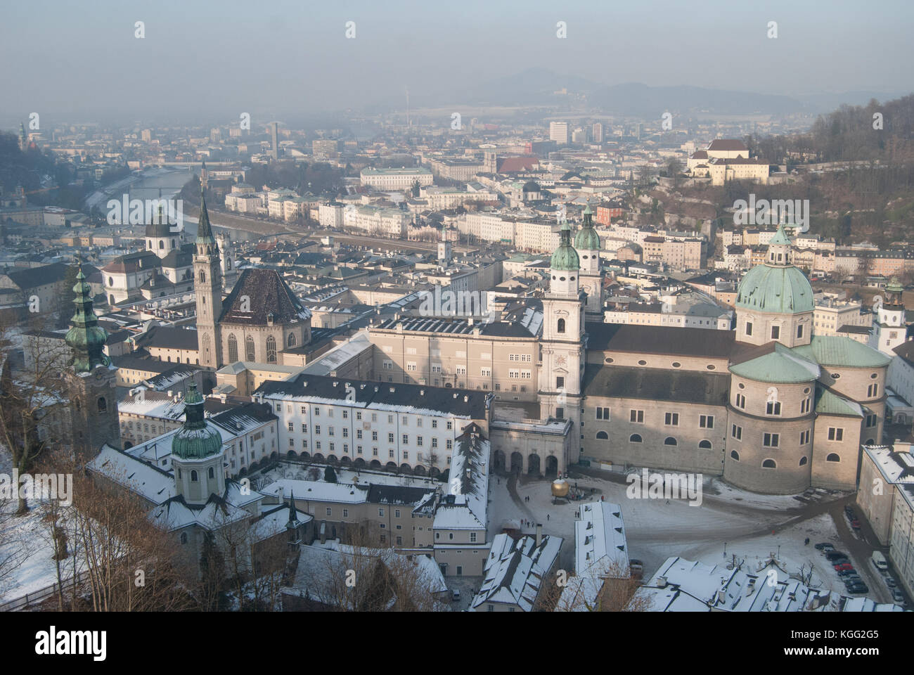 Salisburgo in Inverno. vista da sopra Foto Stock