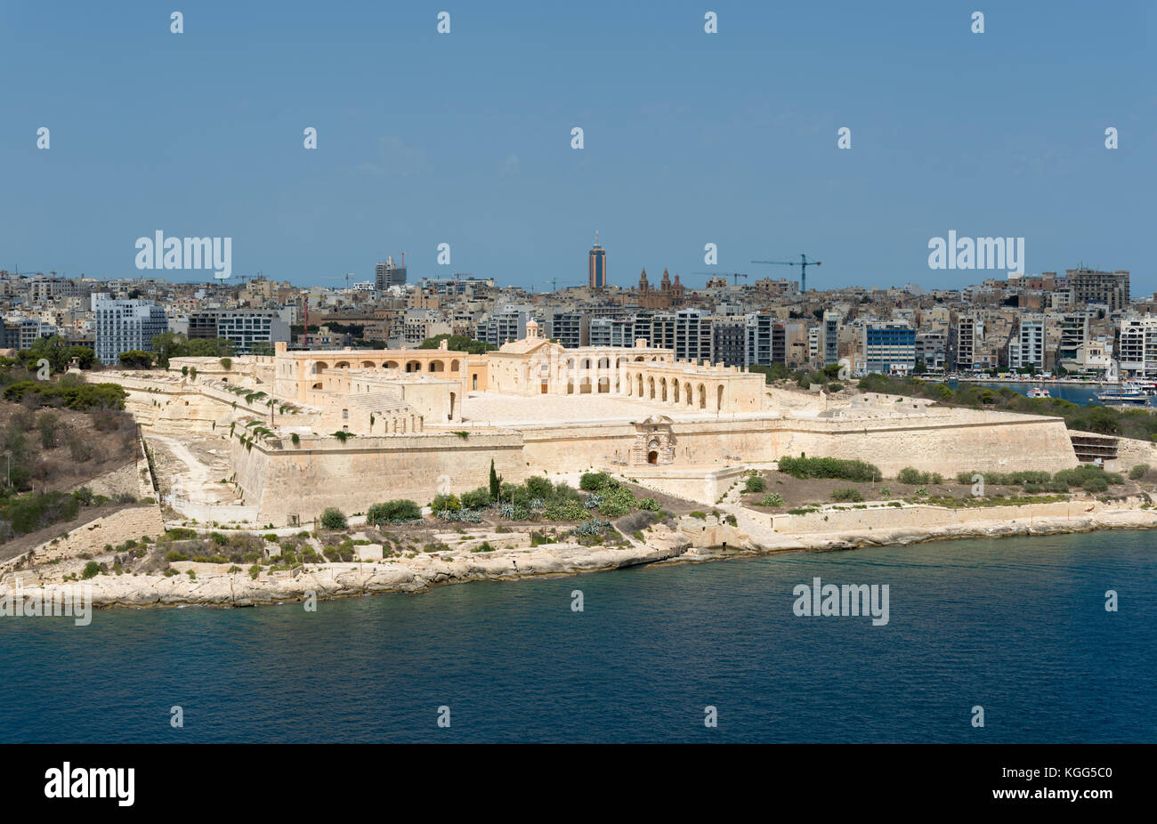 Fort manoel di malta. vista da La Valletta Foto Stock