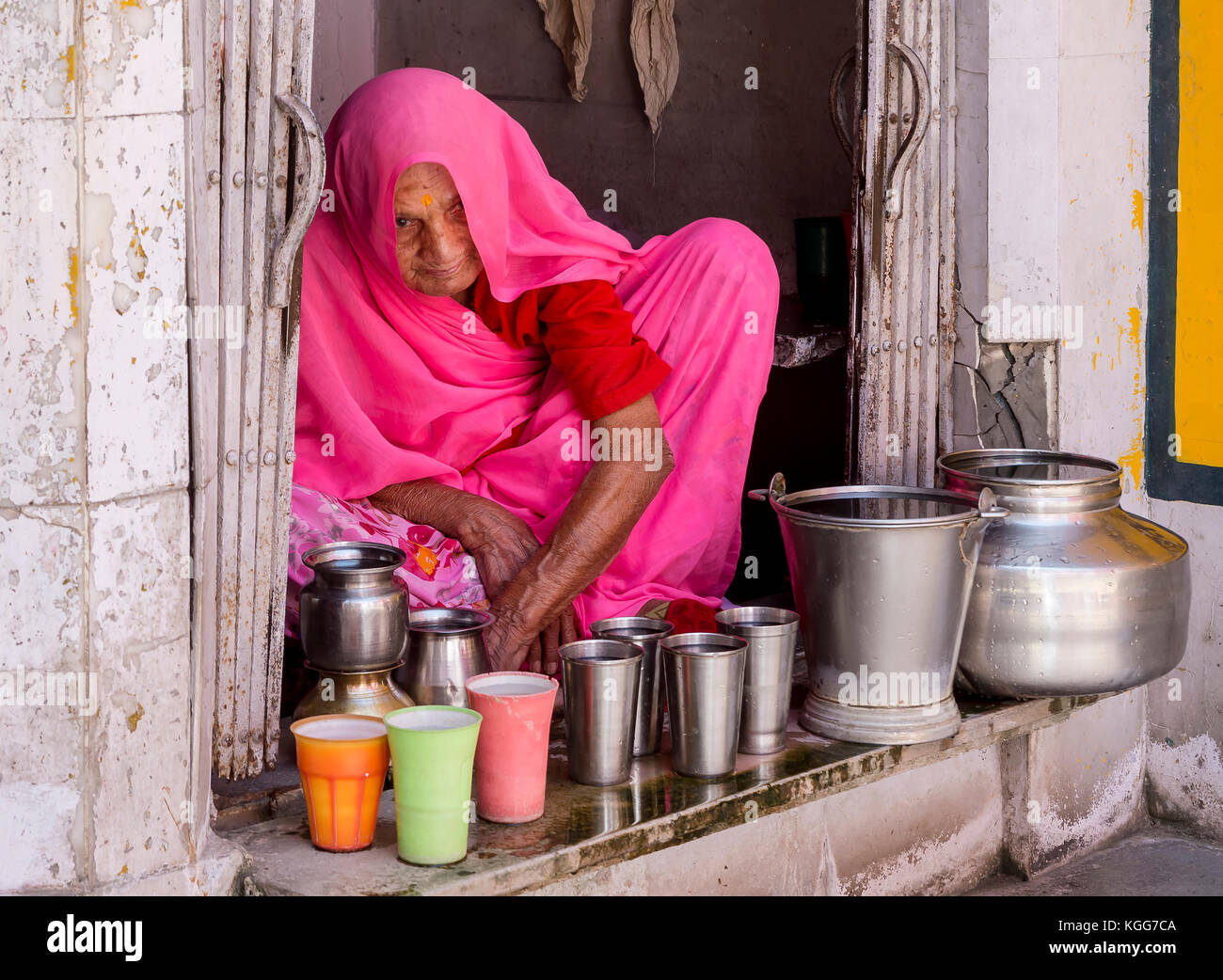 Anziana donna indiana Foto Stock