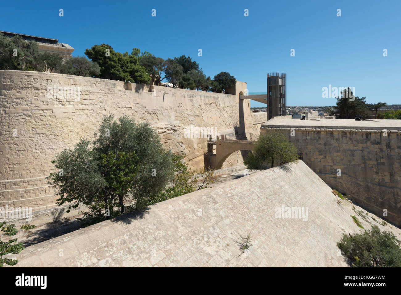 Mura di La Valletta. Upper Barrakka Gardens Foto Stock