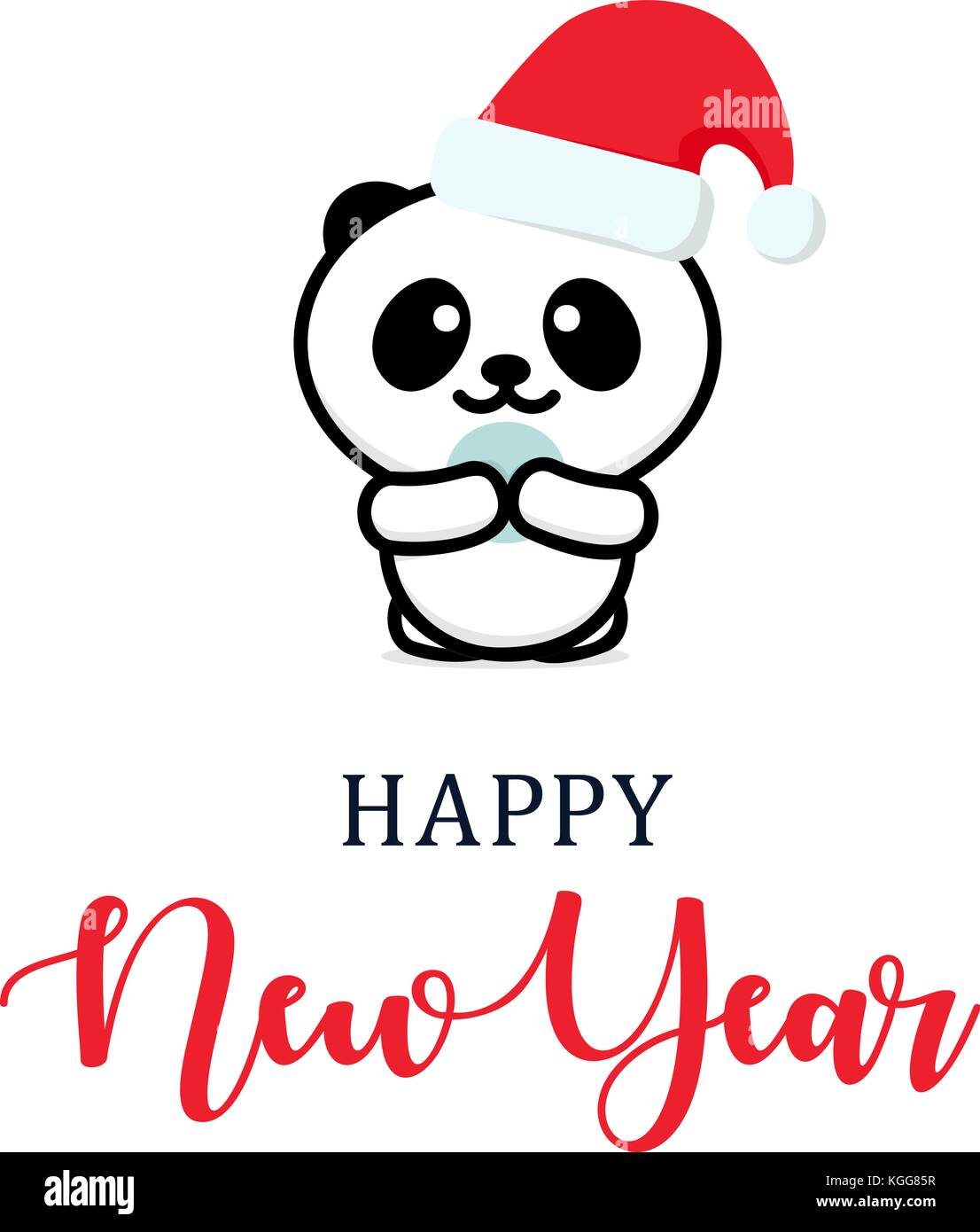 Grazioso panda in un anno nuovo hat. natale illustrazione di carattere. Anno nuovo vettore logo minimalista Illustrazione Vettoriale