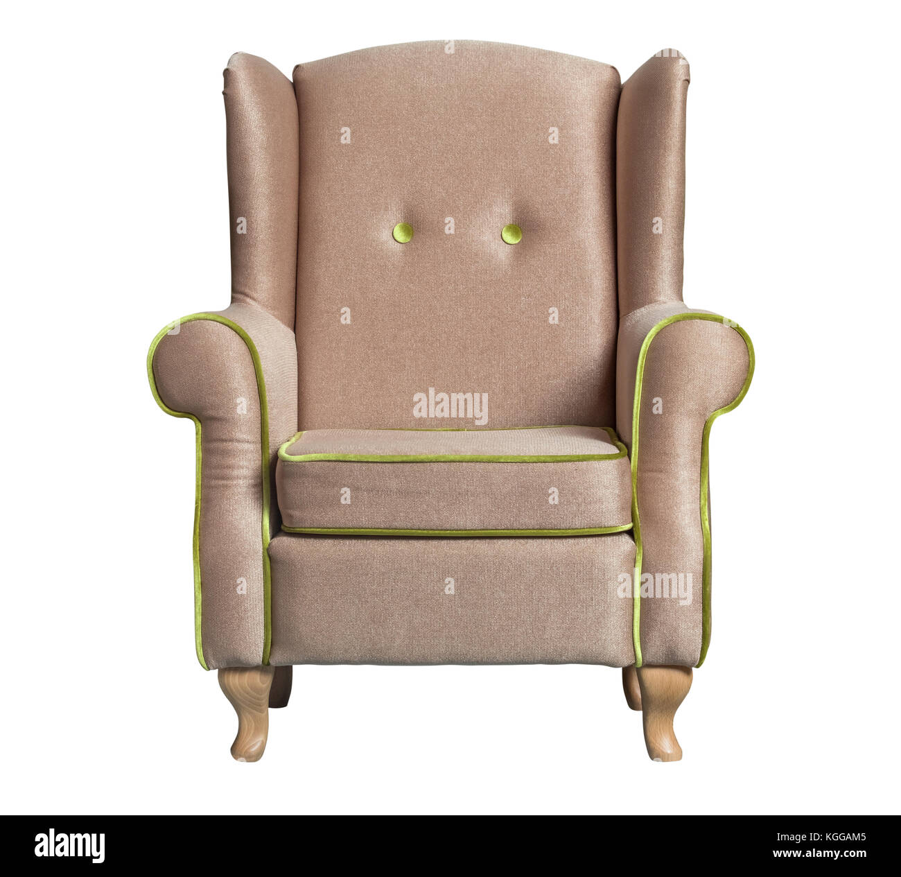 Marrone sedia tessili isolati su sfondo bianco Foto Stock