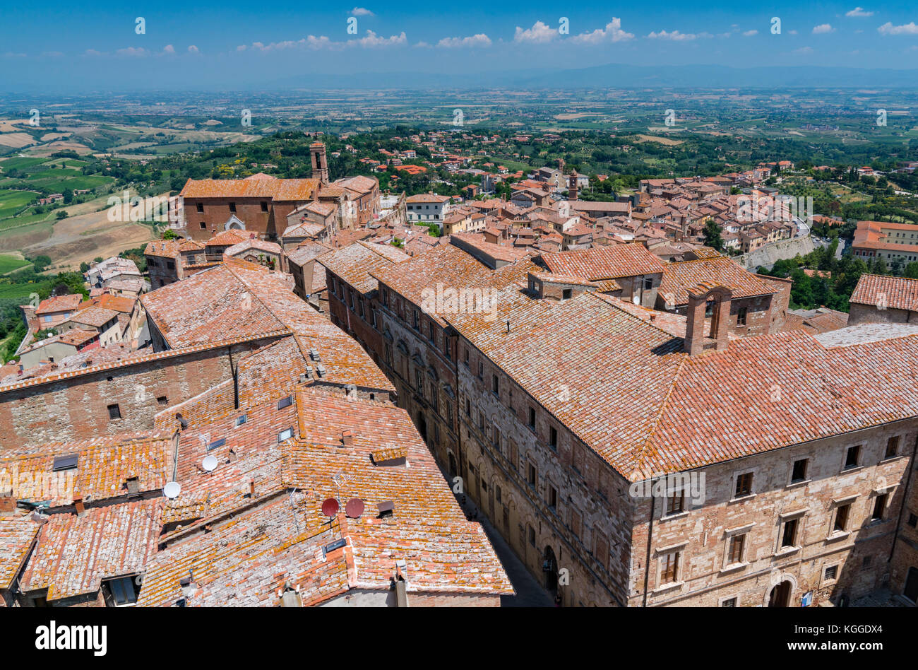 I tetti di montepulciano, Italia in toscana Foto Stock