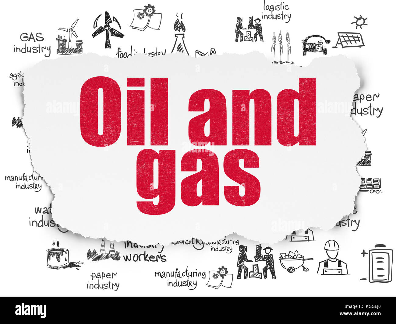 Concetto di settore: petrolio e gas sulla carta strappata sfondo Foto Stock