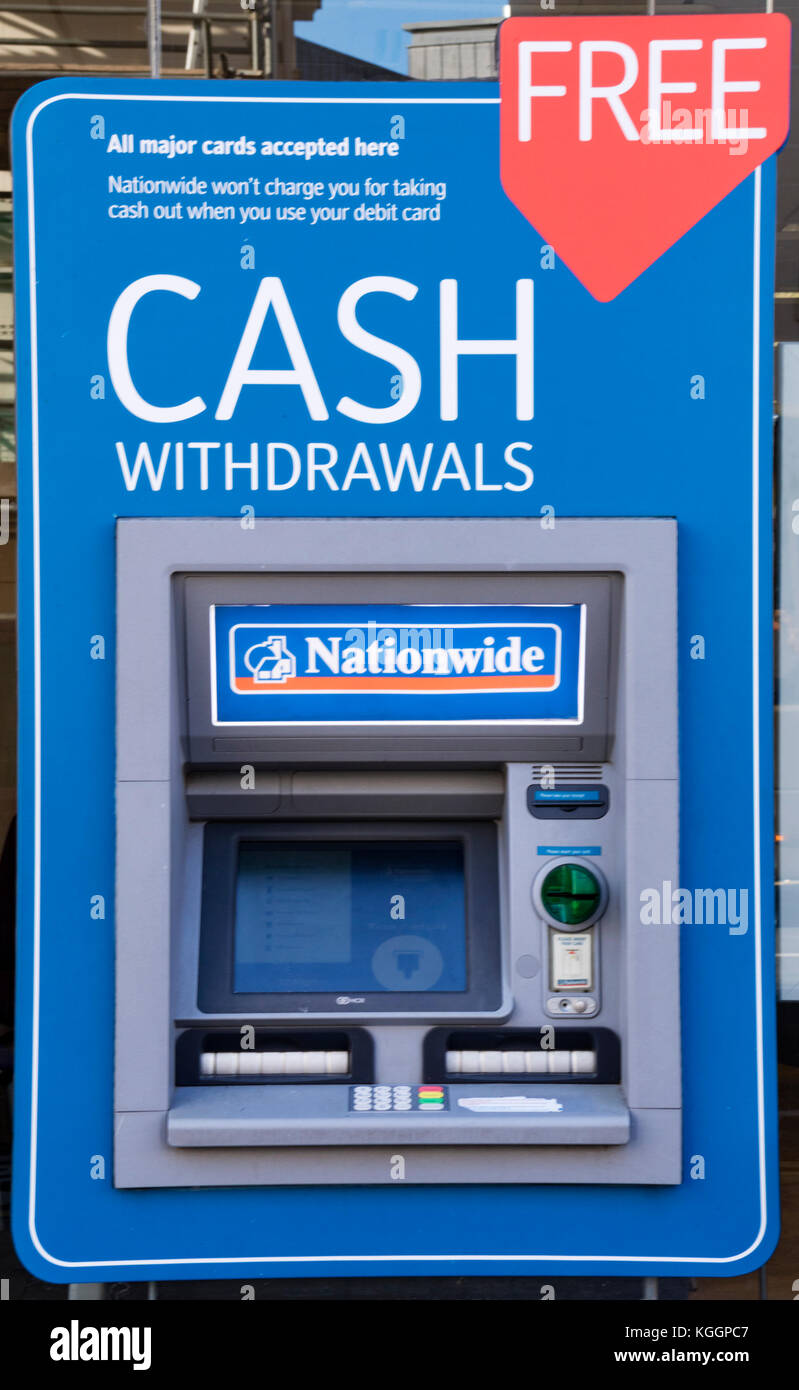 Nationwide bancomat, England, Regno Unito Foto Stock