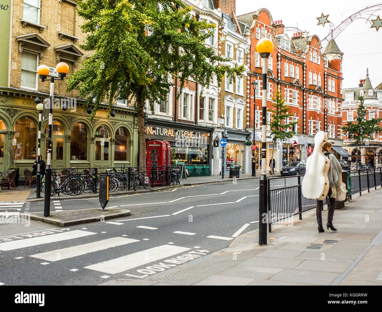 Zebra Crossing sulla Marylebone High Street, Londra Foto Stock