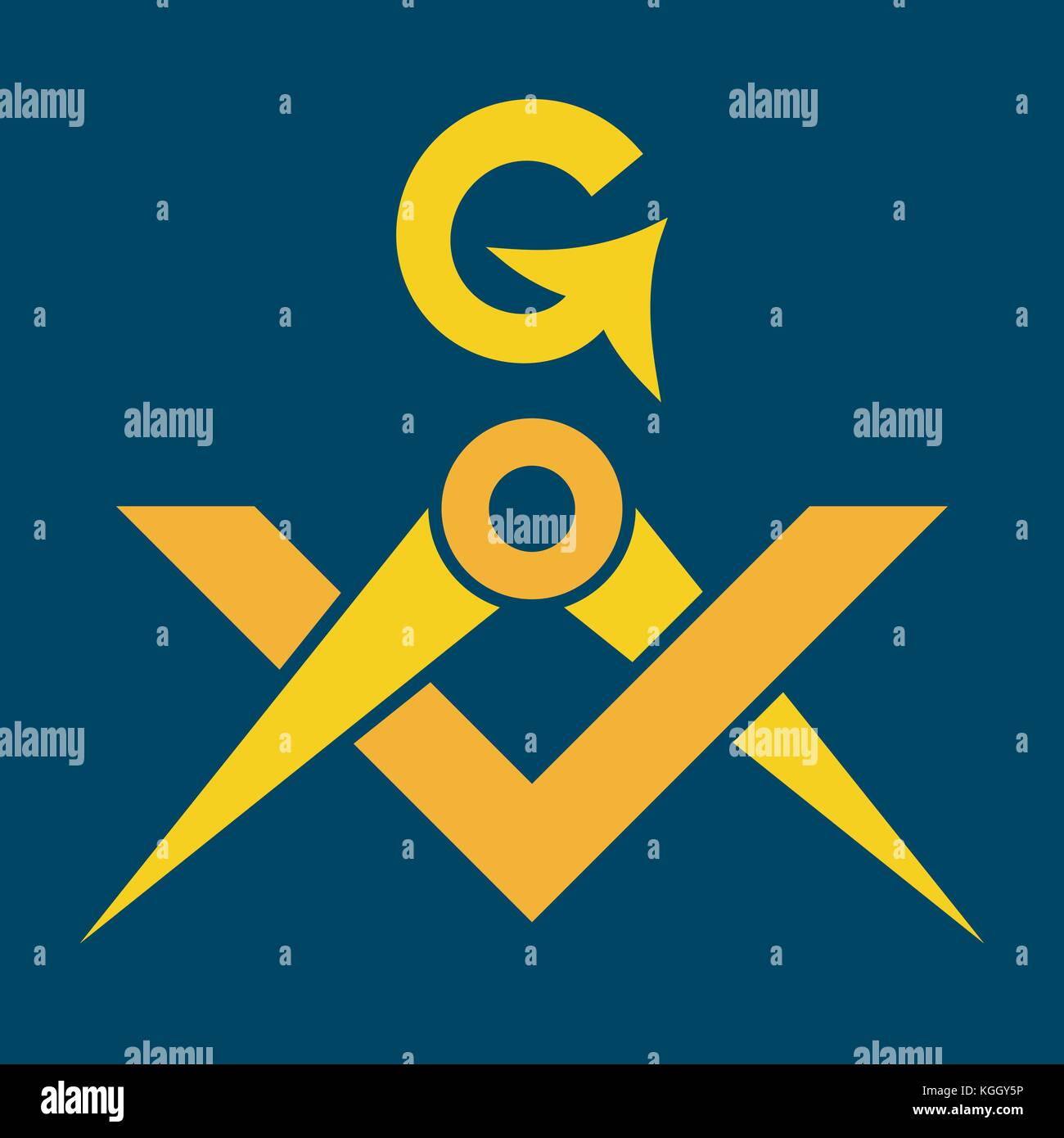 Piazza Masonica e Compass (emblema sacrale della fraternità medievale e della società segreta). Utilizzato nei rituali mistici della Massoneria e degli illuminati. Illustrazione Vettoriale