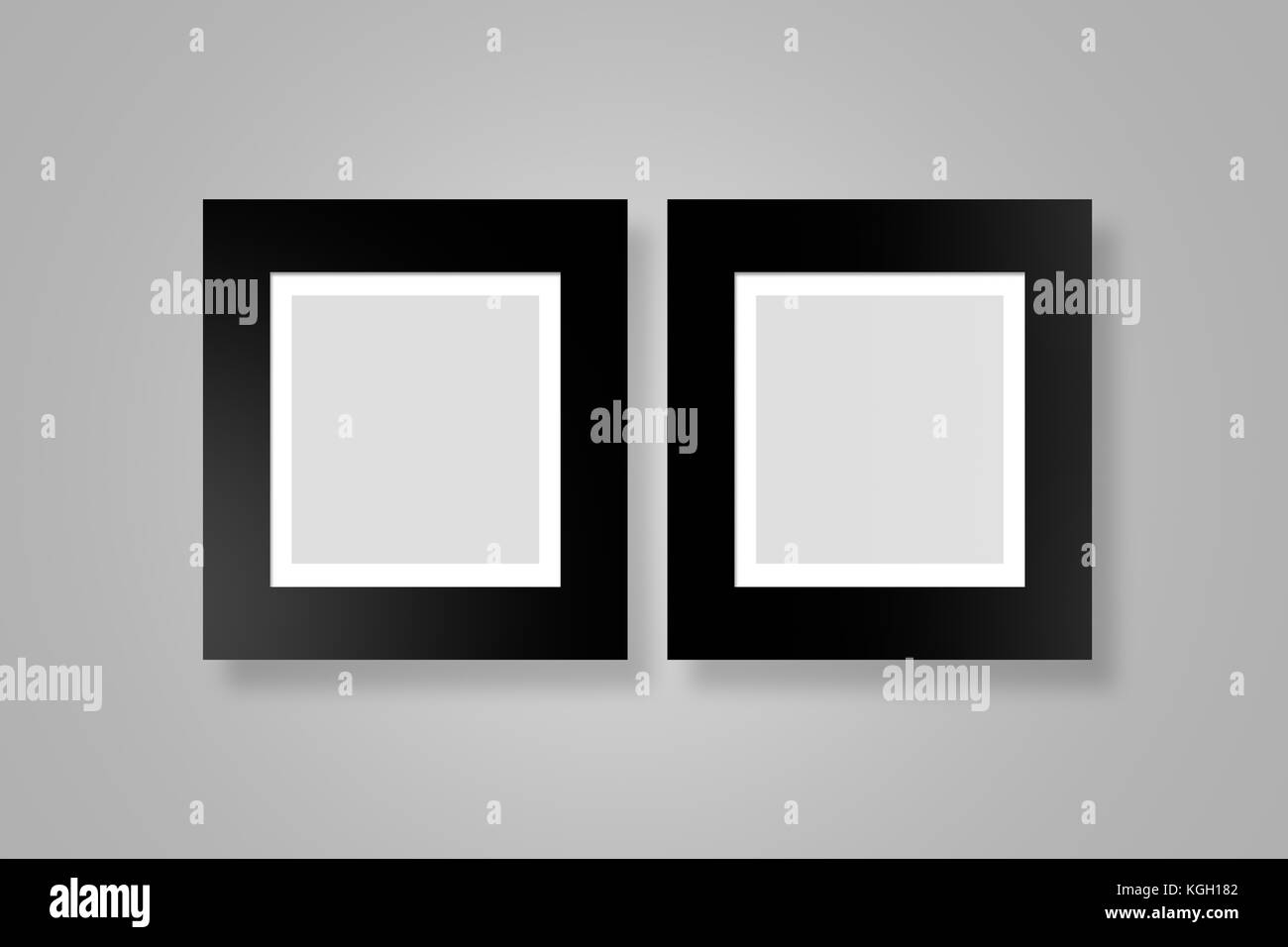 Nero rettangolare e realistiche e la fotografia di un telaio con spazio copia mock up su sfondo grigio. Foto Stock