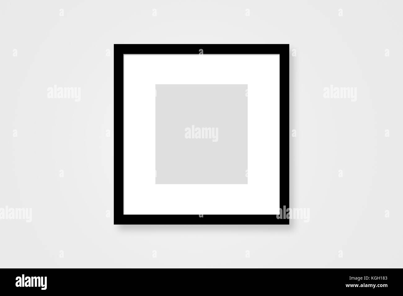 Nero rettangolare e realistiche e la fotografia di un telaio con spazio copia mock up su sfondo grigio. Foto Stock