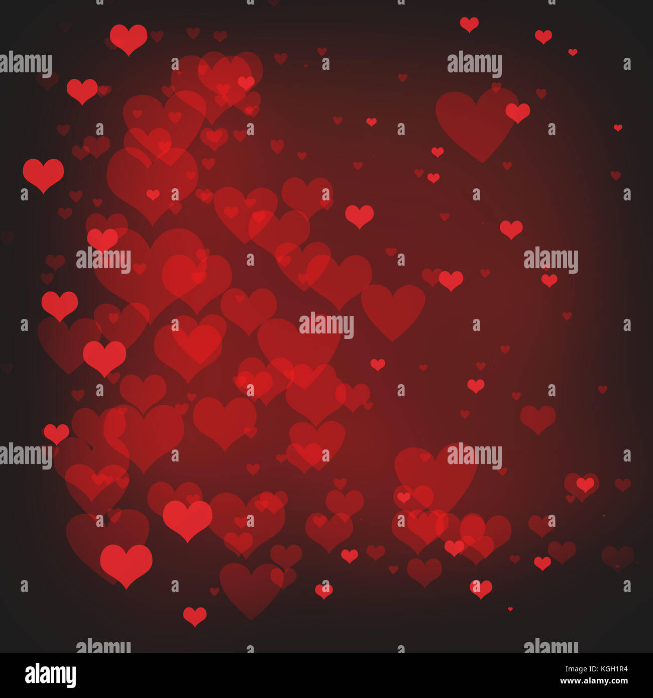 Il giorno di san valentino sfondo con cuori galleggianti su sfondo rosso Foto Stock