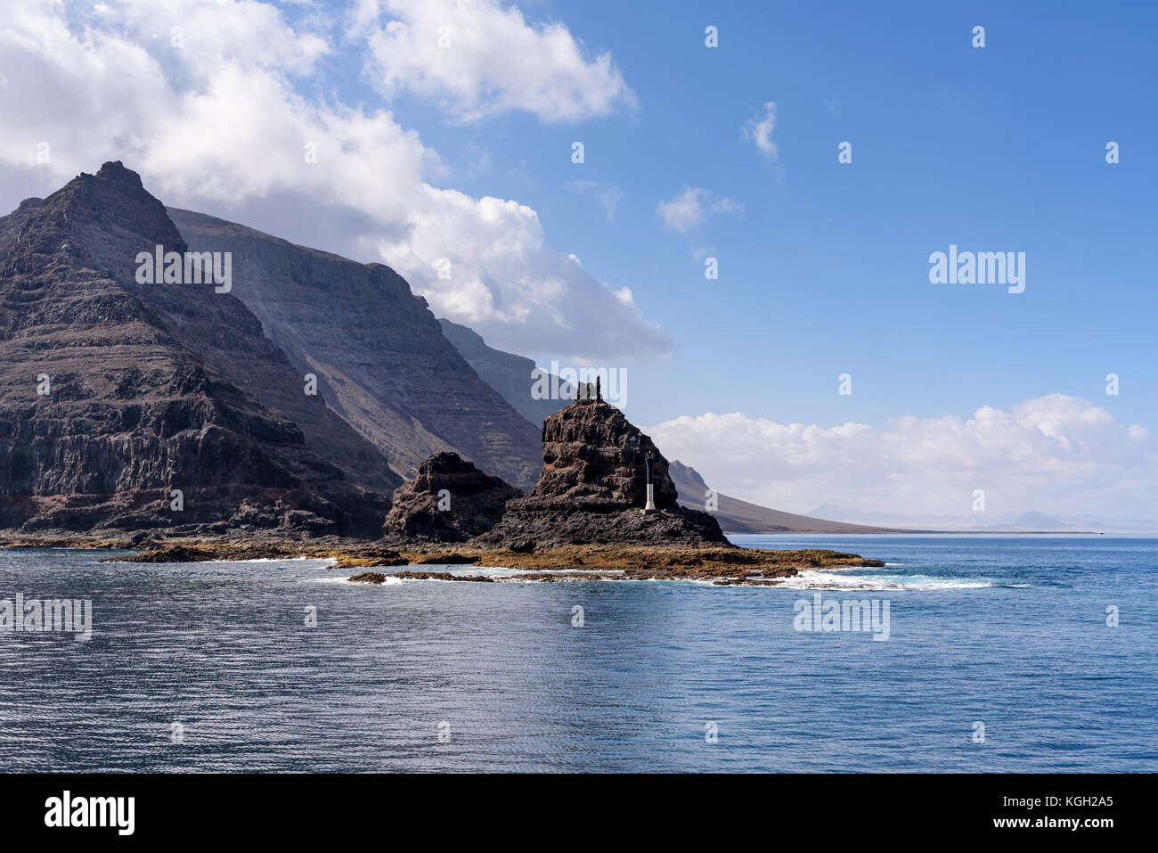Il reef di lanzarote dal mare, Isole canarie, Spagna Foto Stock
