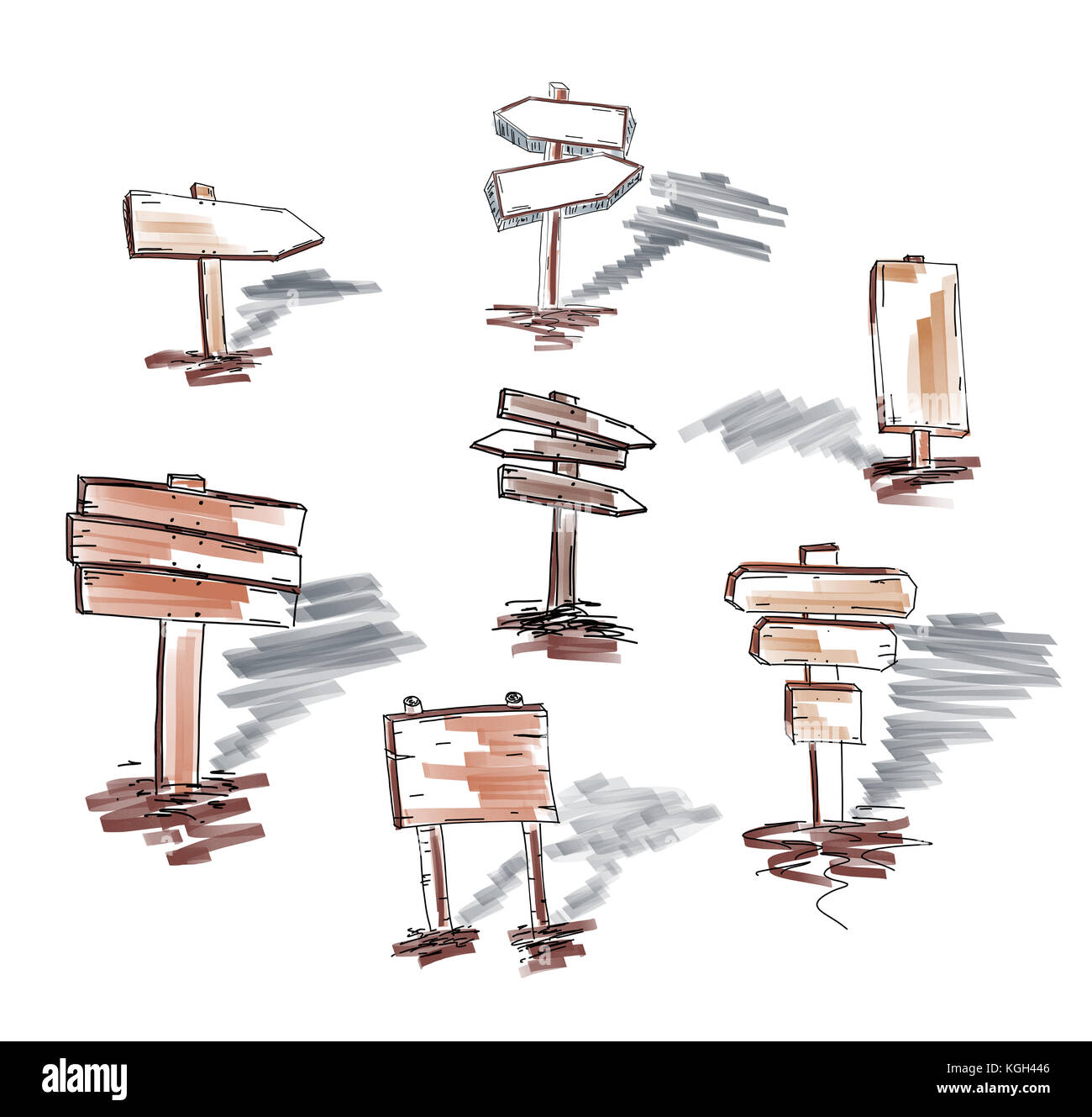 Raccolta di cartello in legno e cartello, vedere più immagini simili. i puntatori direzioni. piatto in legno schizzo del disegno a mano doodle. Lavagna con spazio per il testo su sfondo bianco Foto Stock Raccolta di cartello in legno e cartello, vedere più immagini simili. i puntatori direzioni. piatto in legno schizzo del disegno a mano doodle. Lavagna con spazio per il testo su sfondo bianco Foto Stock
