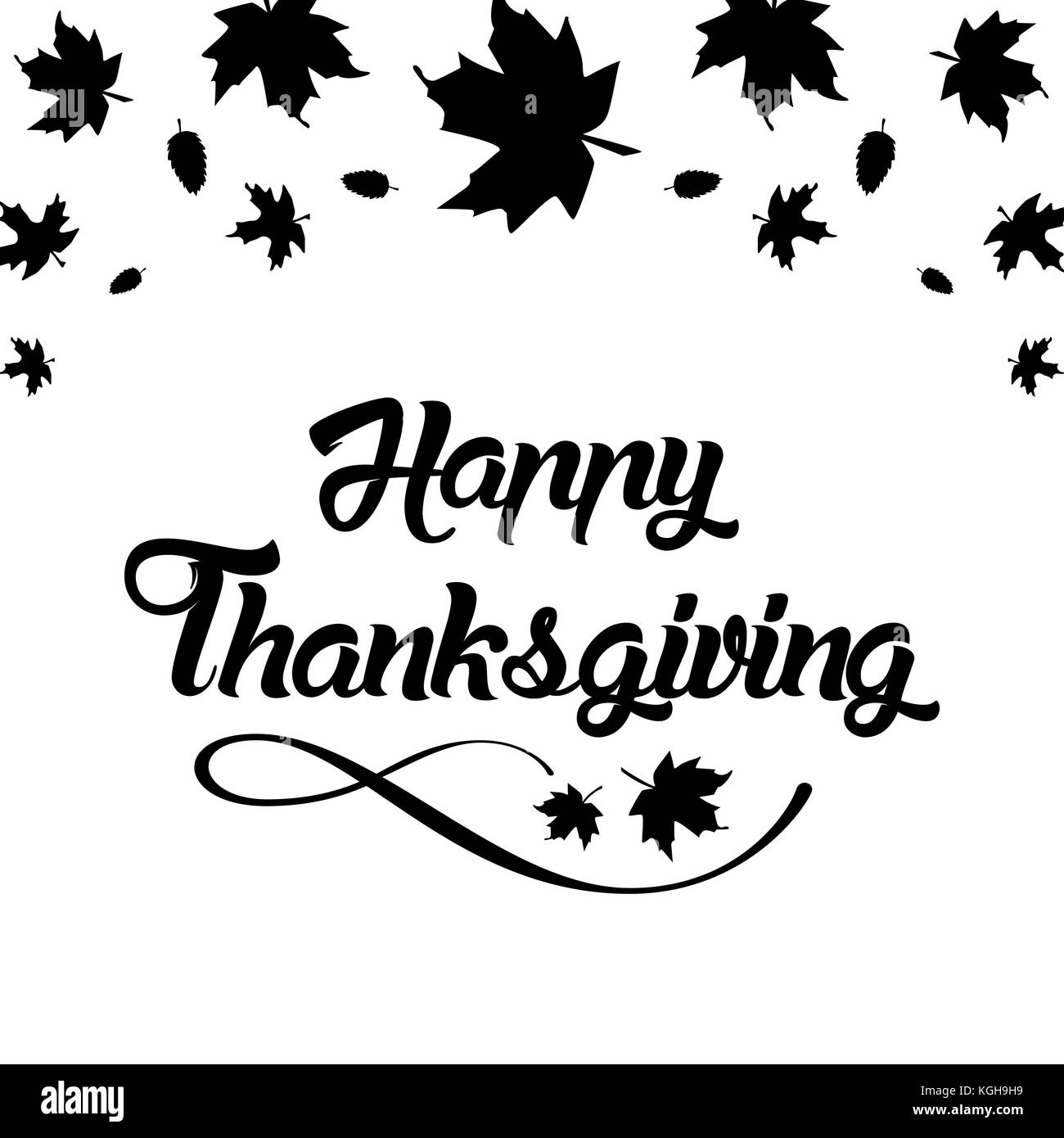 Ringraziamento biglietto di auguri con 'happy thanksgiving' caratteri di testo illustrazione vettoriale. Illustrazione Vettoriale