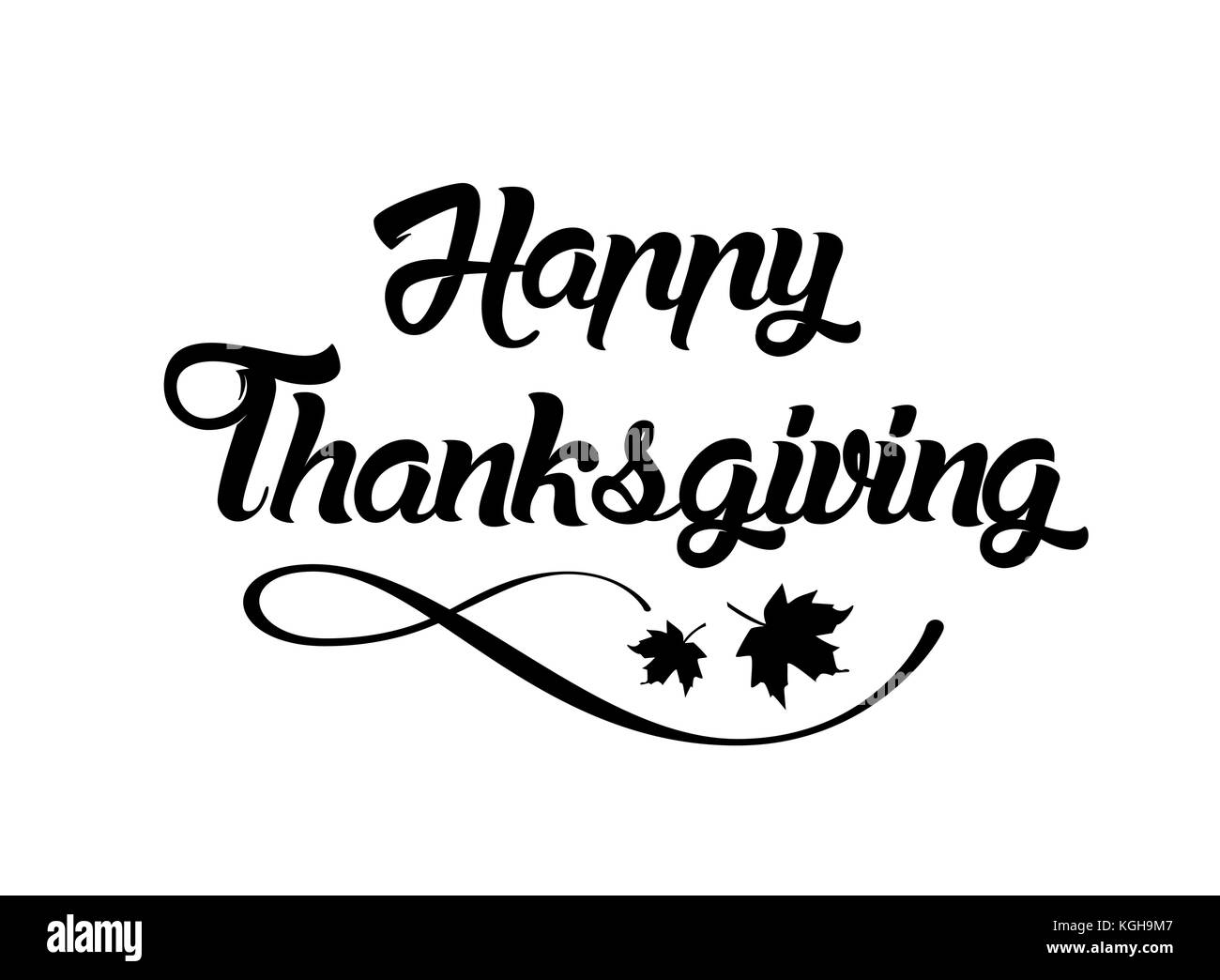 Ringraziamento biglietto di auguri con 'happy thanksgiving' caratteri di testo illustrazione vettoriale. Illustrazione Vettoriale