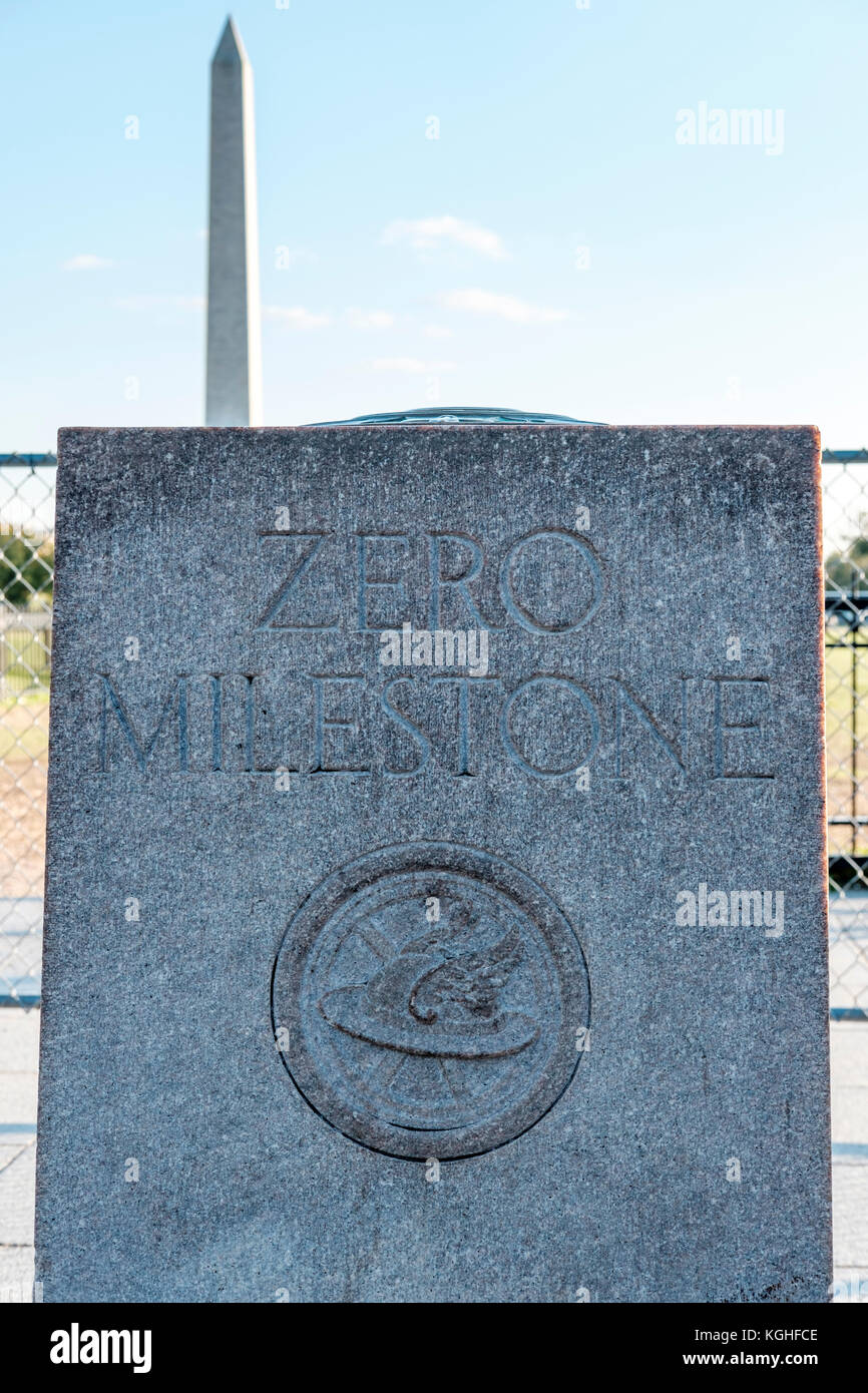 Fase cardine zero il Monumento di Washington, DC, Stati Uniti d'America, STATI UNITI D'AMERICA Foto Stock