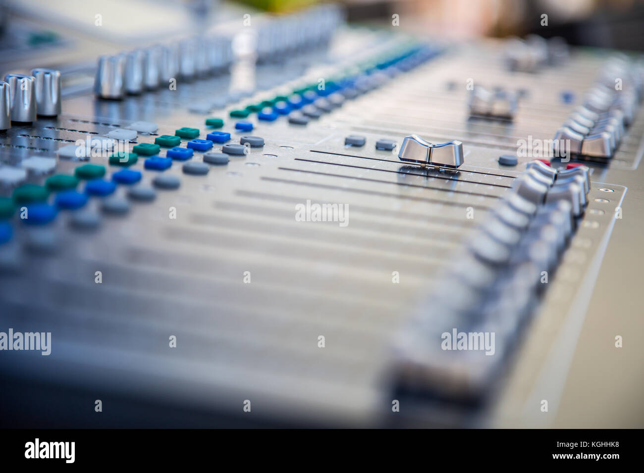 Suono music mixer audio del pannello di controllo. del mixer audio, controllo dispositivo elettronico. Foto Stock