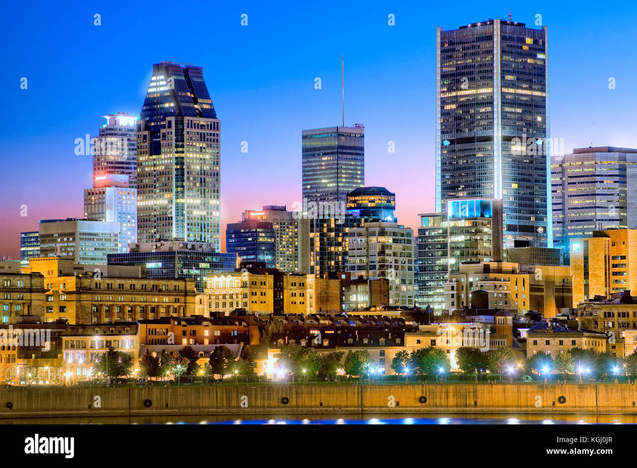 Montreal skyline notturno Foto Stock