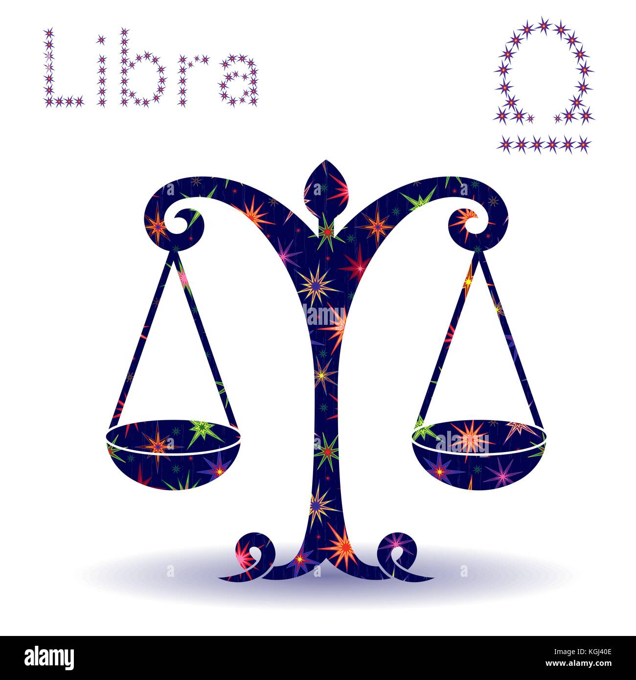 Segno zodiacale bilancia, disegnato a mano stencil vettore con stelle  stilizzate isolati su sfondo bianco Immagine e Vettoriale - Alamy
