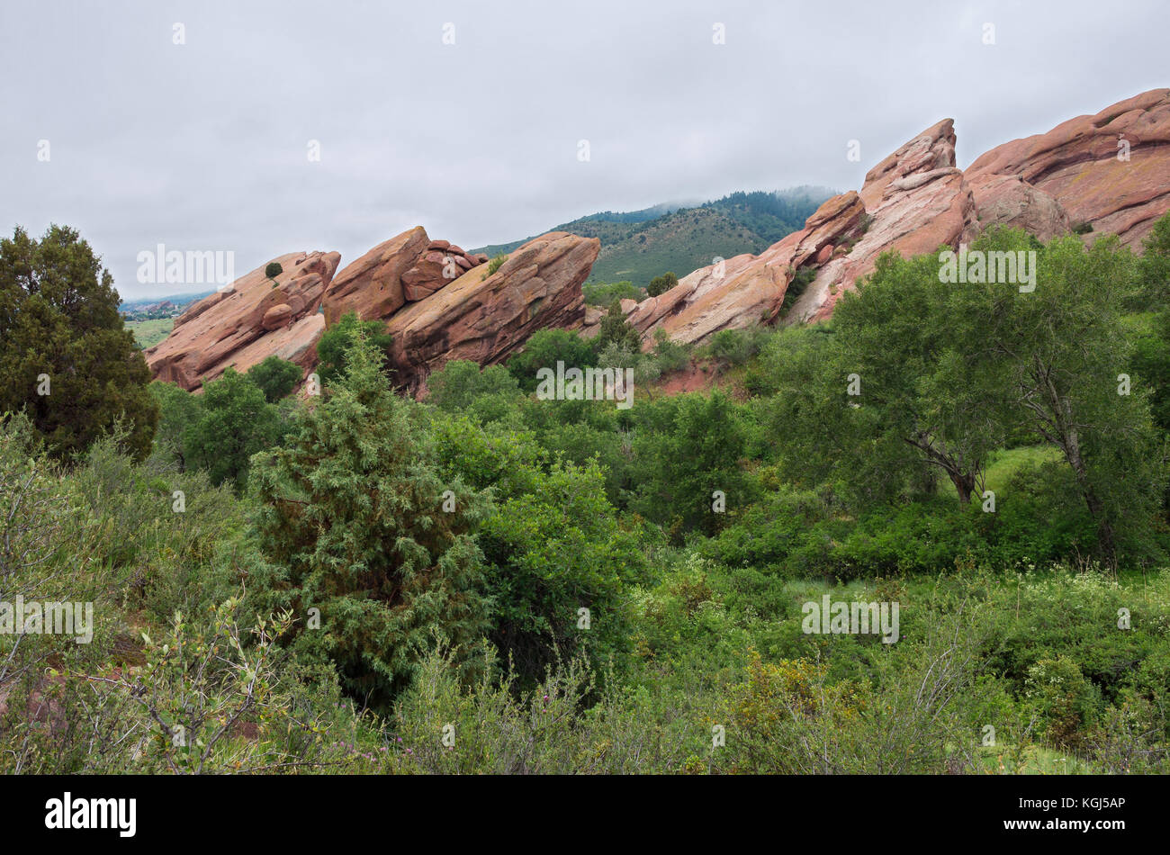 Pietra arenaria rossa formazioni rocciose e paesaggi di rocce rosse park in Jefferson county colorado Foto Stock