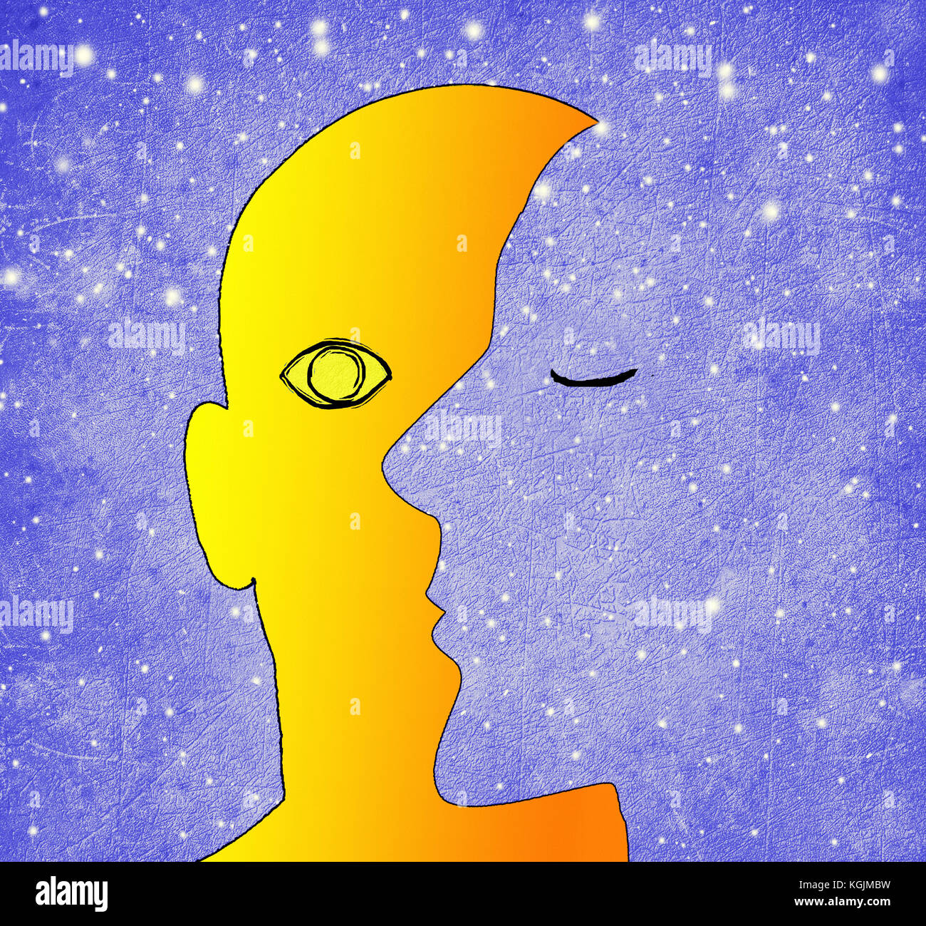 Notte e giorno concetto illustrazione digitale Foto Stock