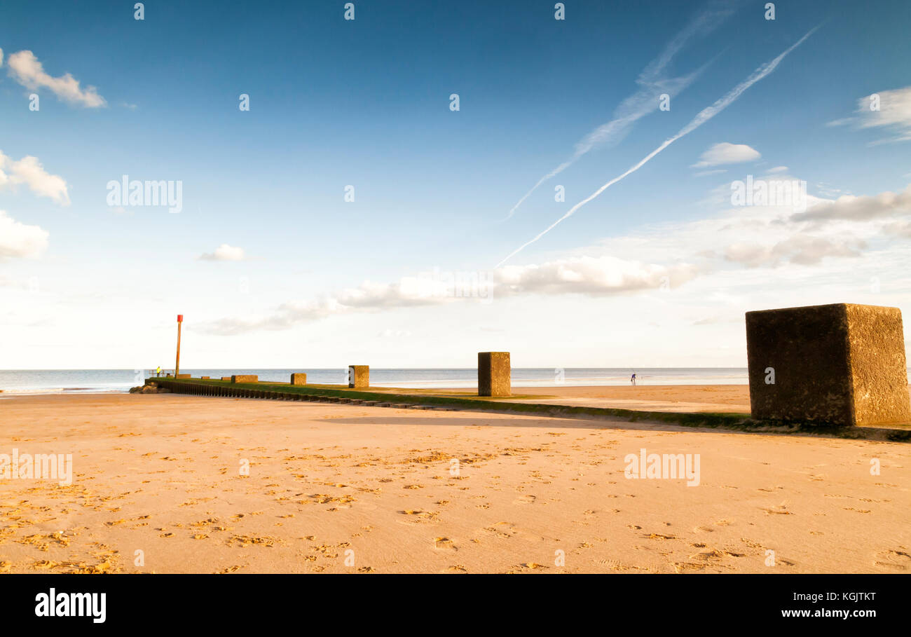 Scena di spiaggia,sutton sul mare, mablethorpe, costa orientale, Inghilterra Foto Stock