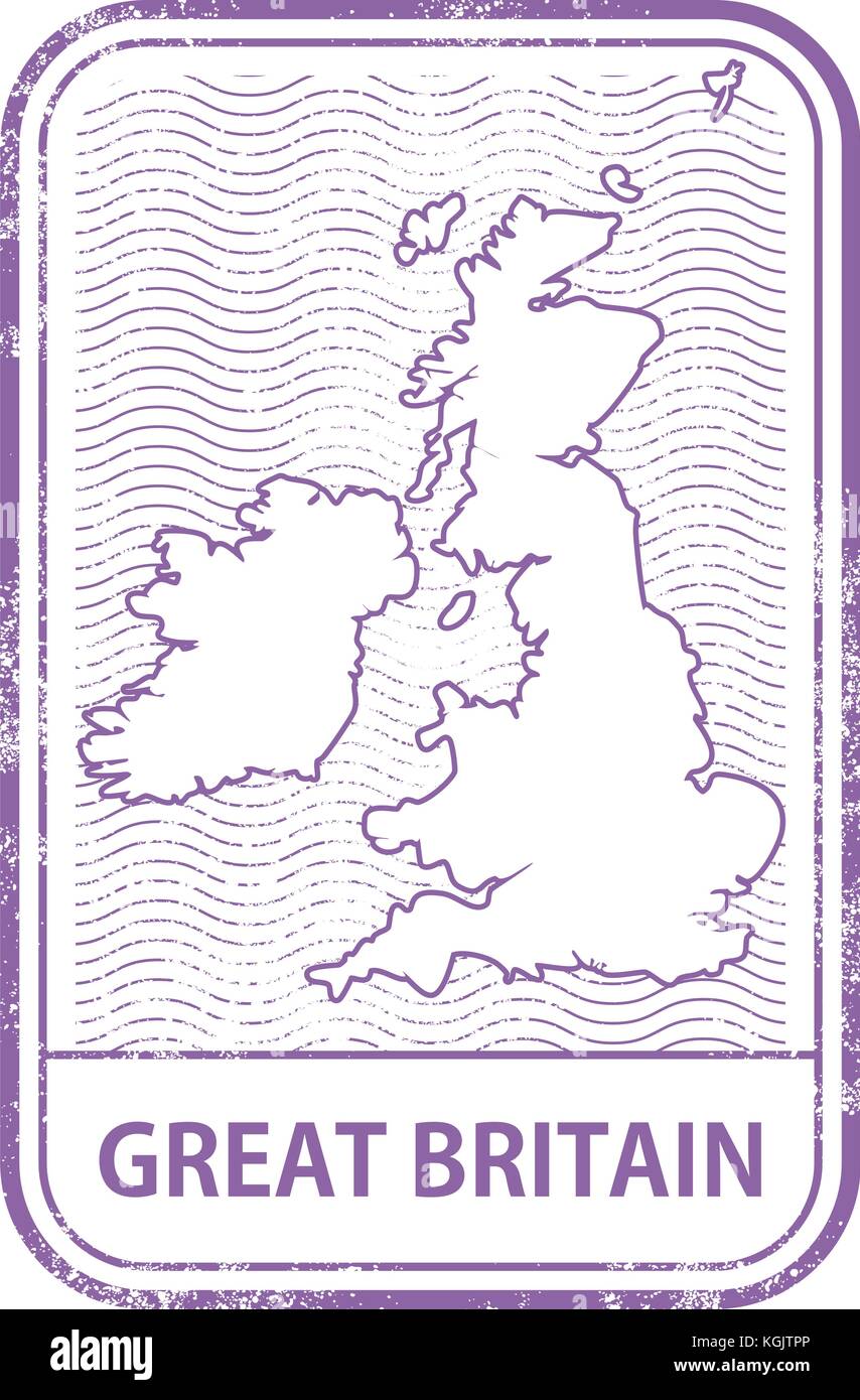 Timbro con contorno di mappa della Gran Bretagna - contorno del Regno Unito Illustrazione Vettoriale